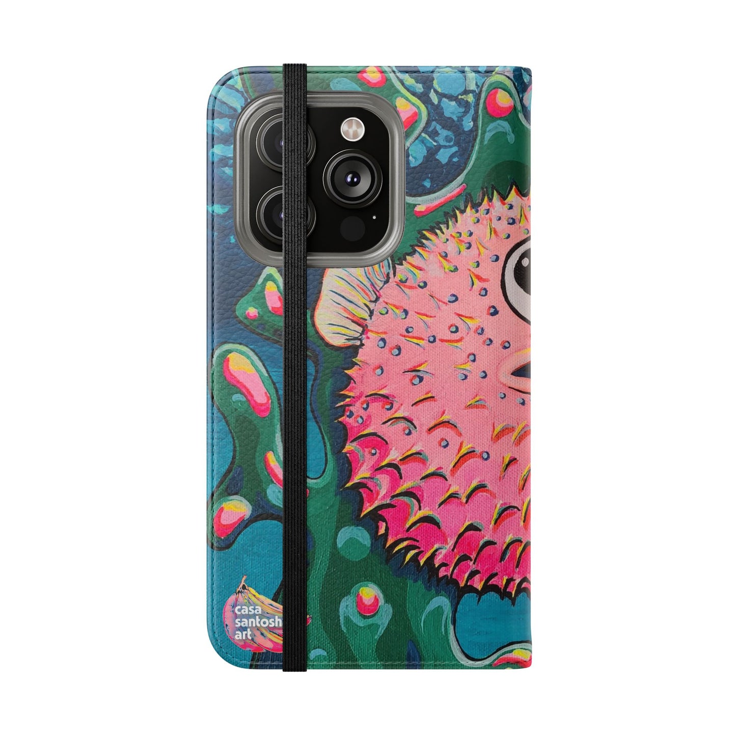 Cyclops Pufferfish Flip Phone Case – Wallet Cover with Card Slots