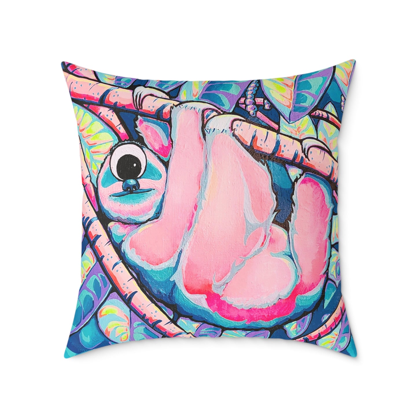 Cyclops Sloth Art Canvas Decorative Pillow
