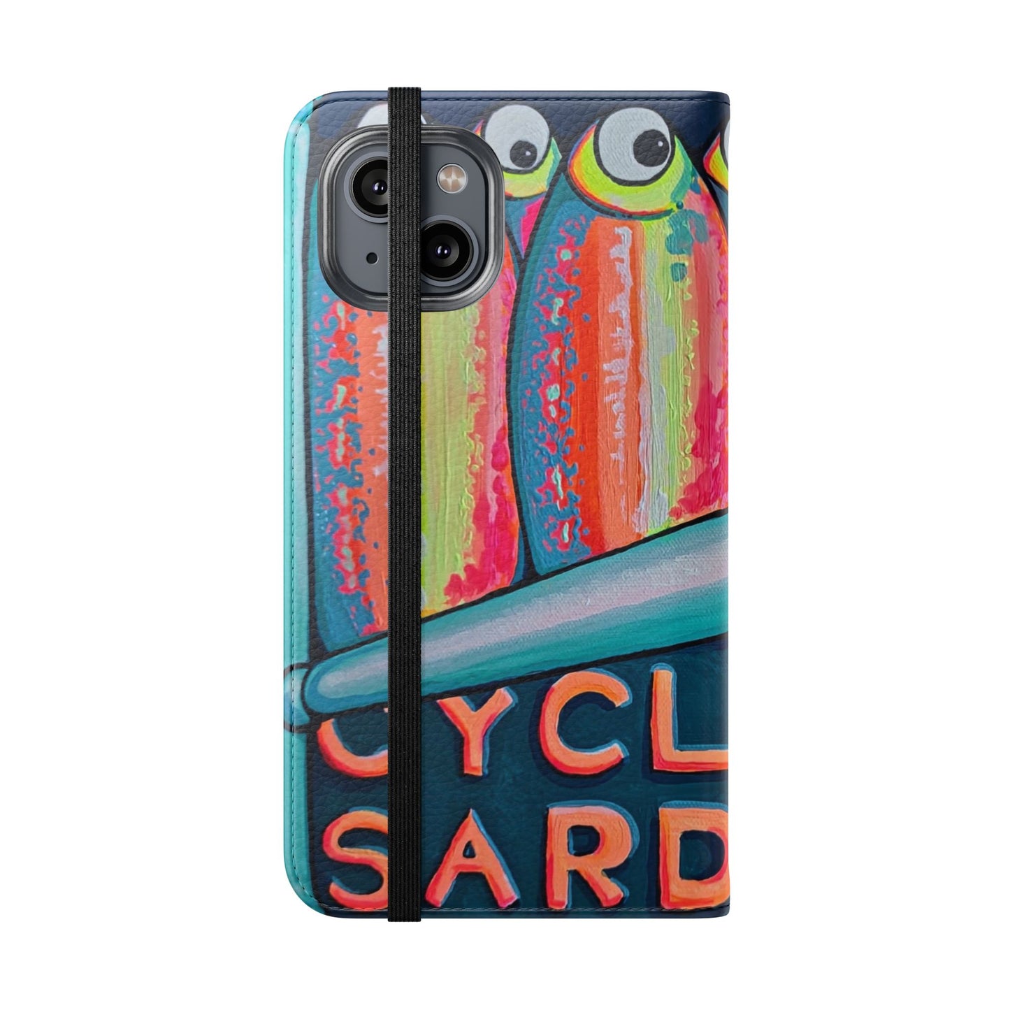Neon Sardines Flip Phone Case – Wallet Cover with Card Slots