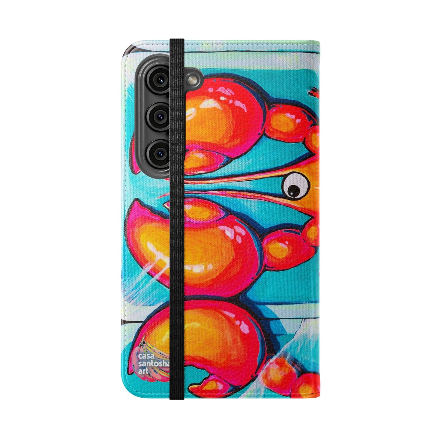 Neon Lobster Flip Phone Case – Wallet Cover with Card Slots