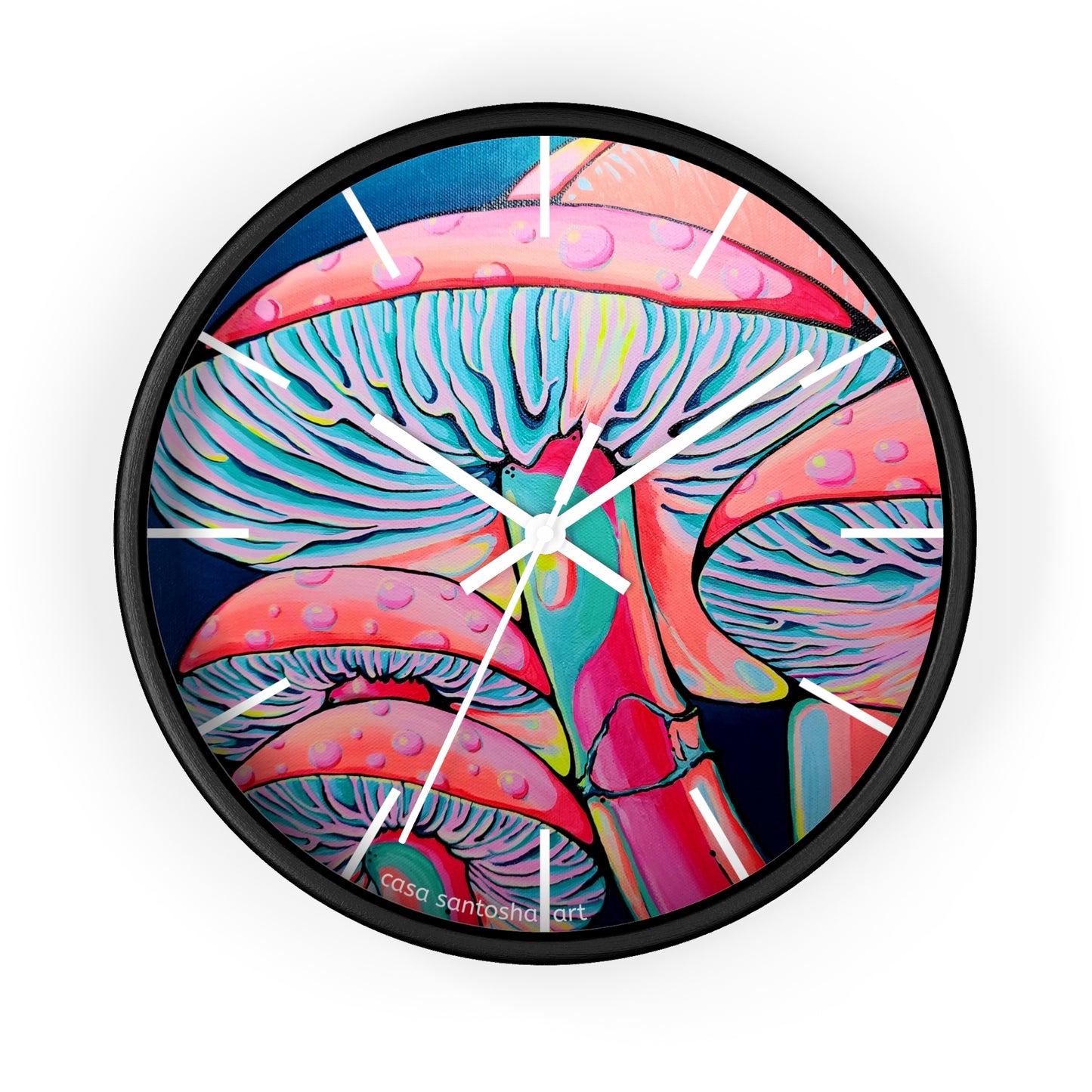 Trippy Mushrooms Pop Art Wall Clock