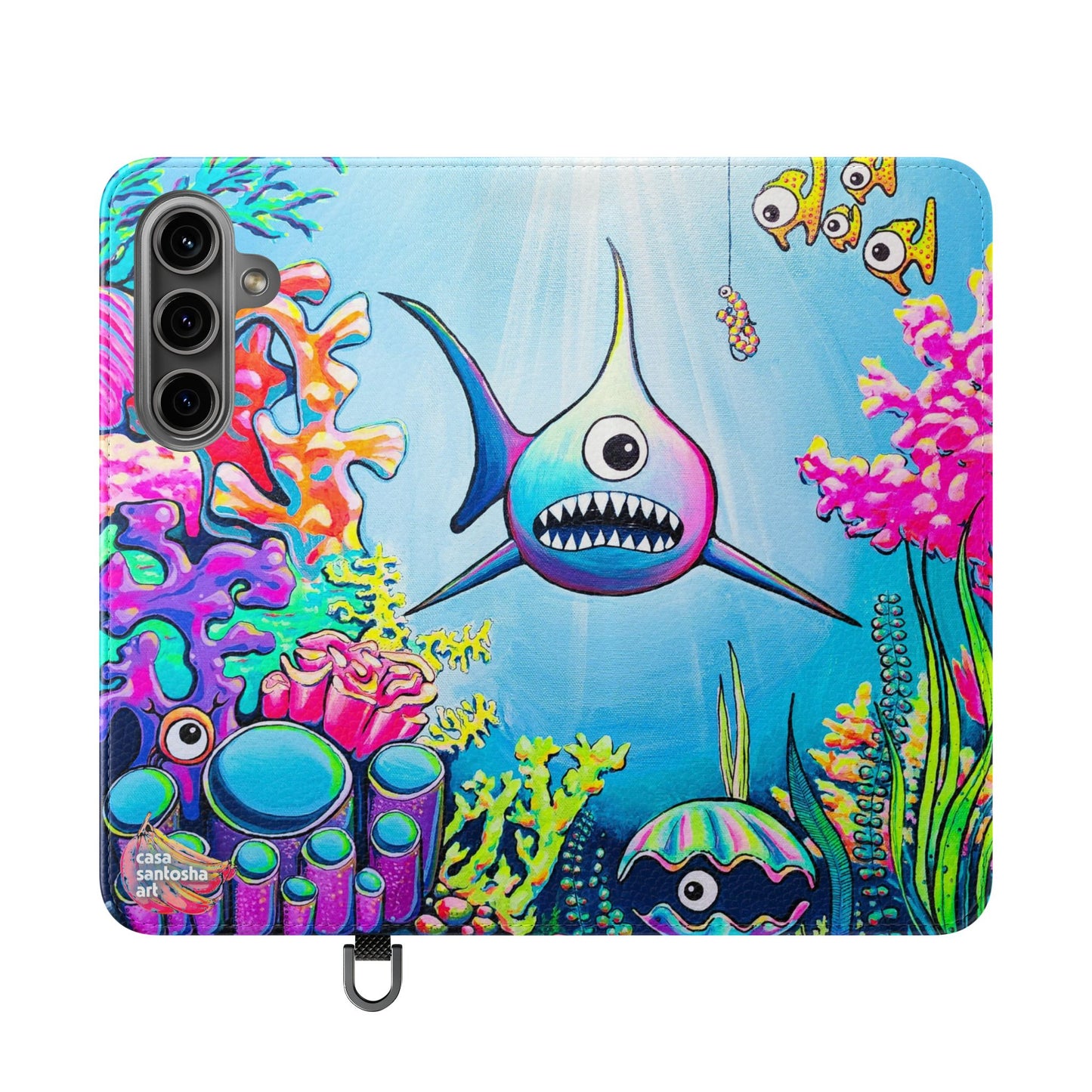 Cyclops Shark Flip Phone Case – Wallet Cover with Card Slots