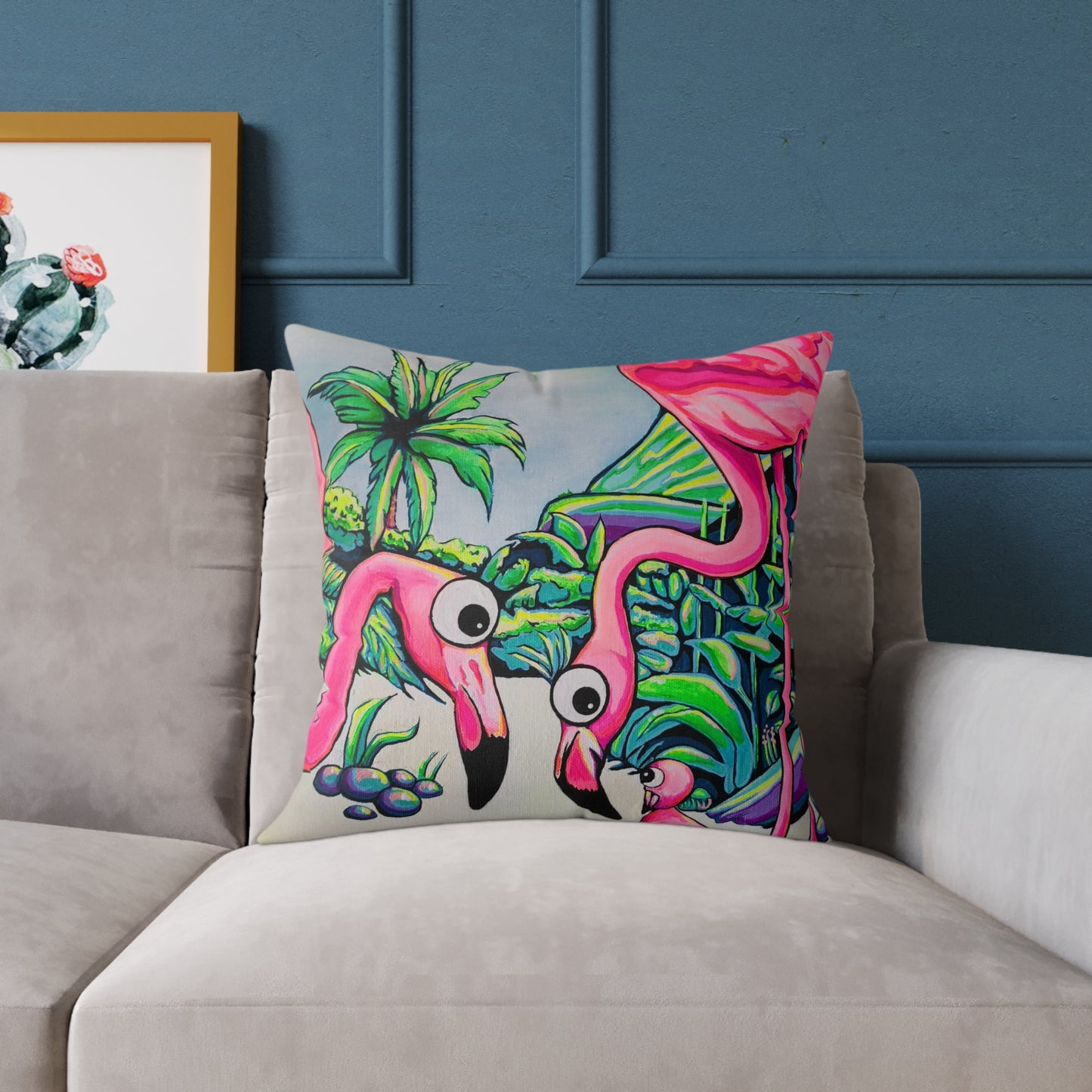 Cyclops Flamingo Family Art Canvas Decorative Pillow