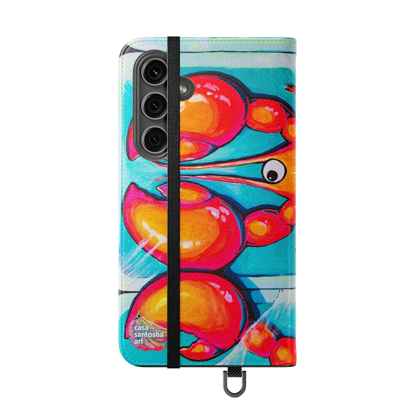Neon Lobster Flip Phone Case – Wallet Cover with Card Slots