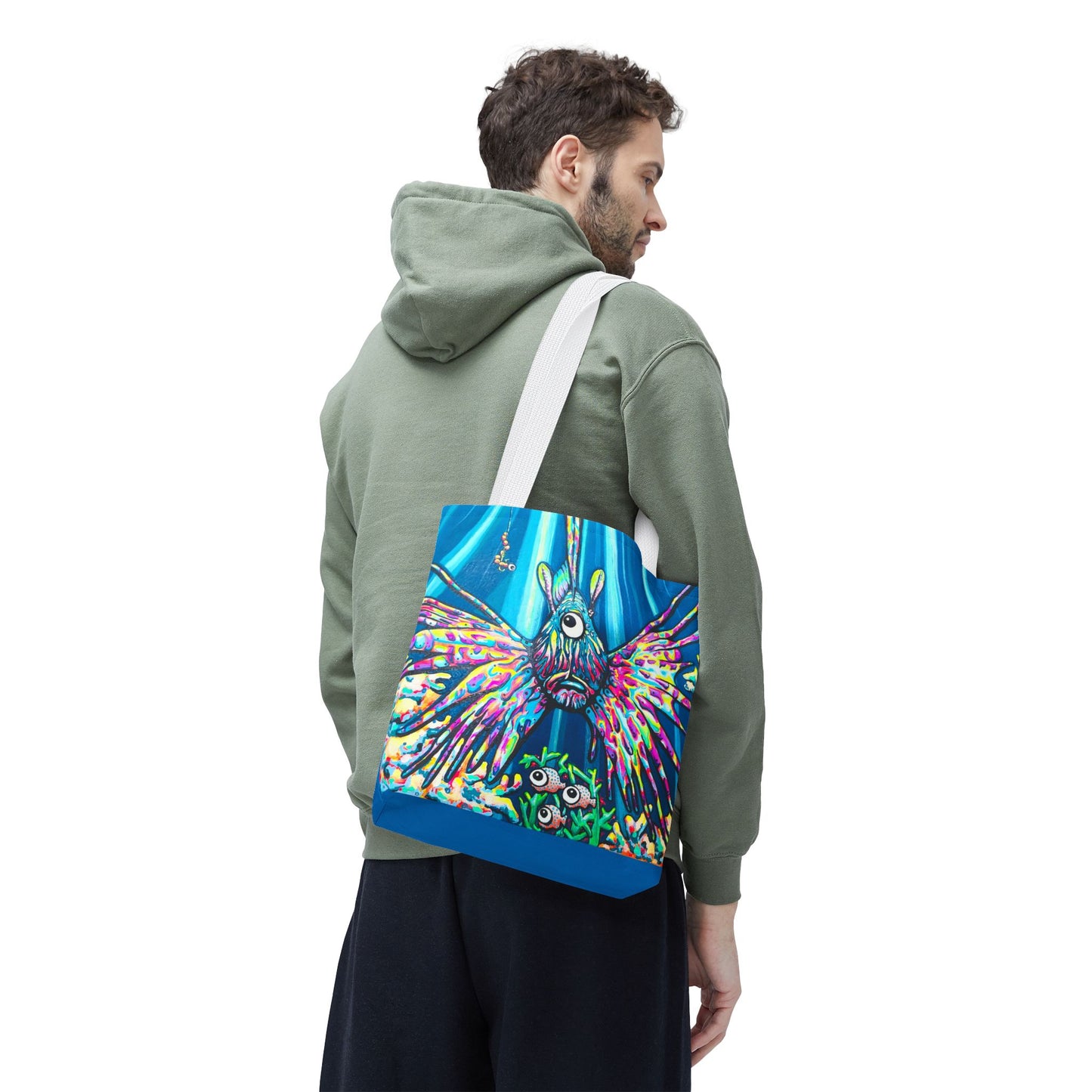 Premium Cyclops Lionfish Tote Bag, Original Artist Design, Reusable Shopping Tote,  Eco-Friendly