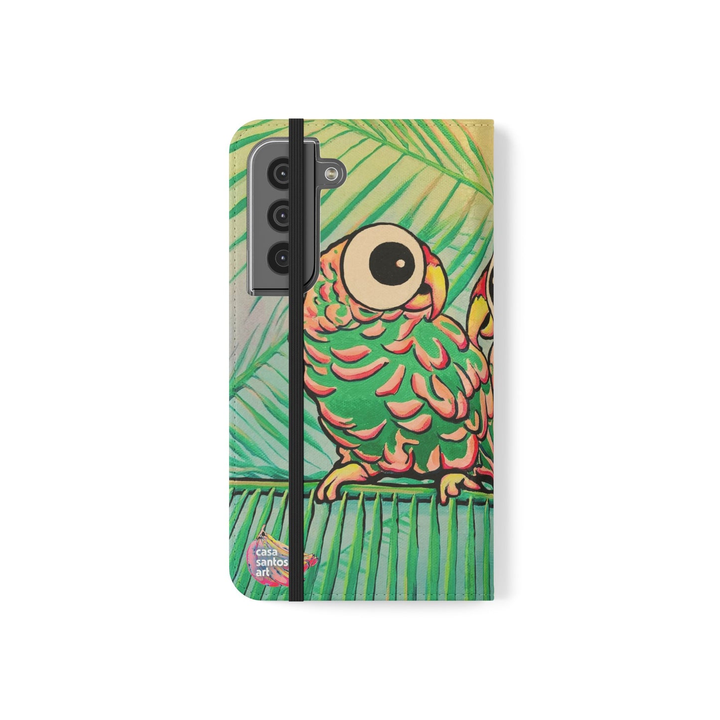 Chatty Cyclops Parrots Flip Phone Case – Wallet Cover with Card Slots