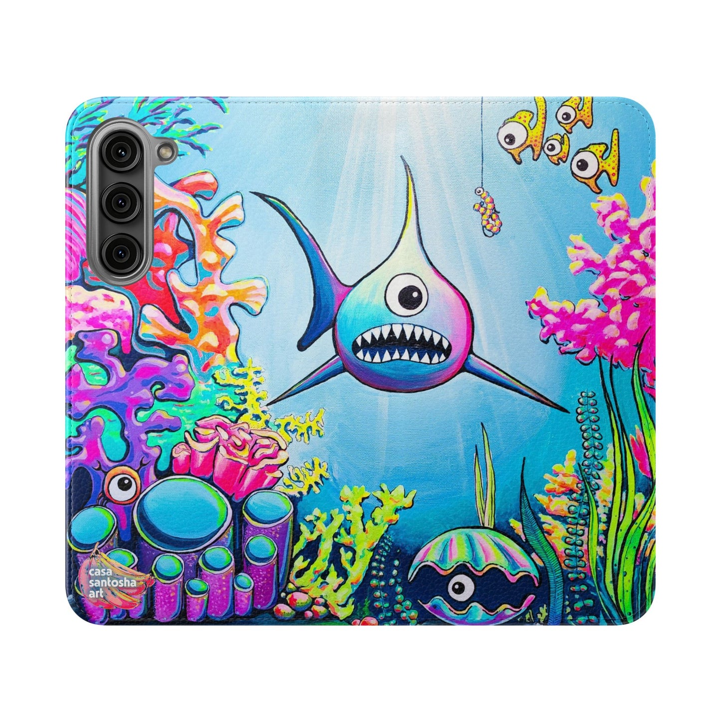 Cyclops Shark Flip Phone Case – Wallet Cover with Card Slots