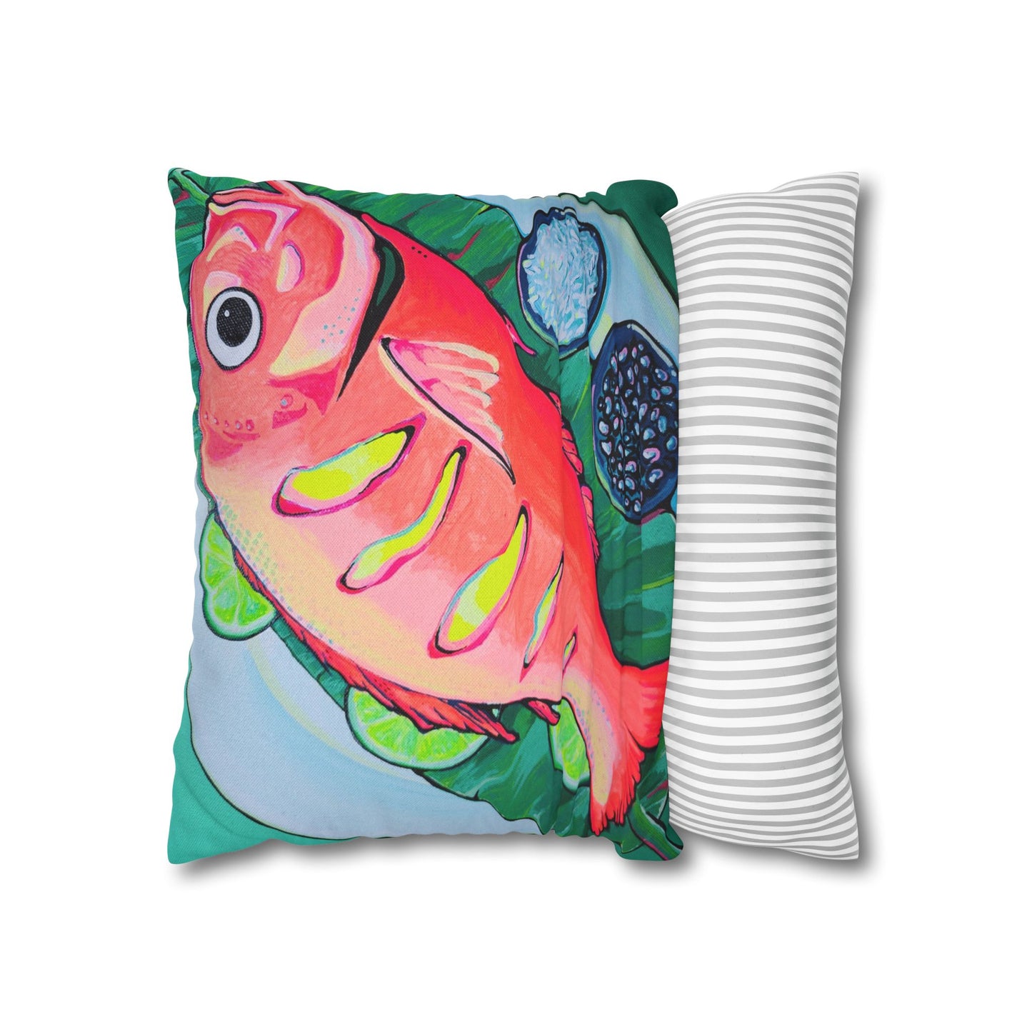 Neon Fried Fish Pillowcase, Cover Only