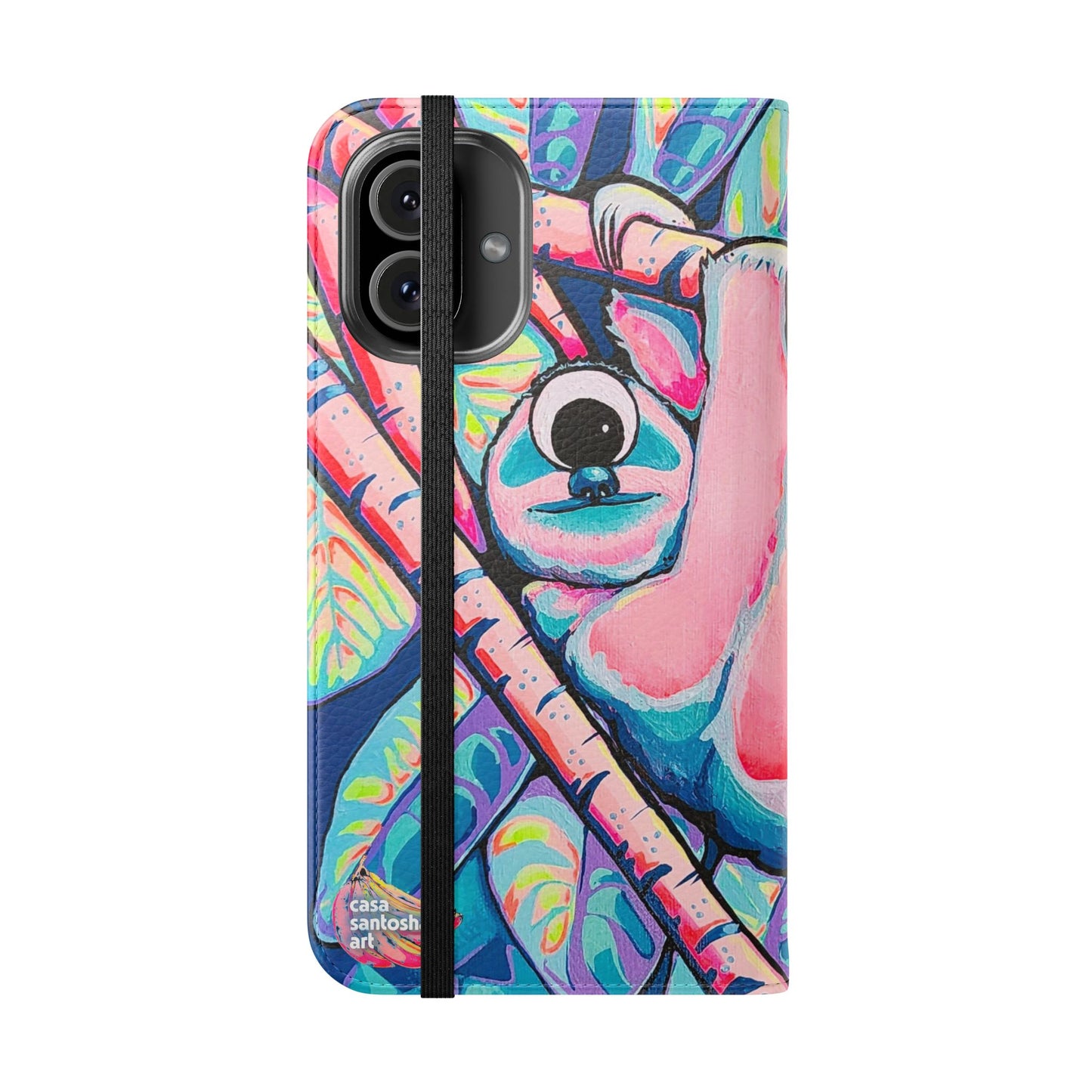 Cyclops Sloth Flip Phone Case – Wallet Cover with Card Slots