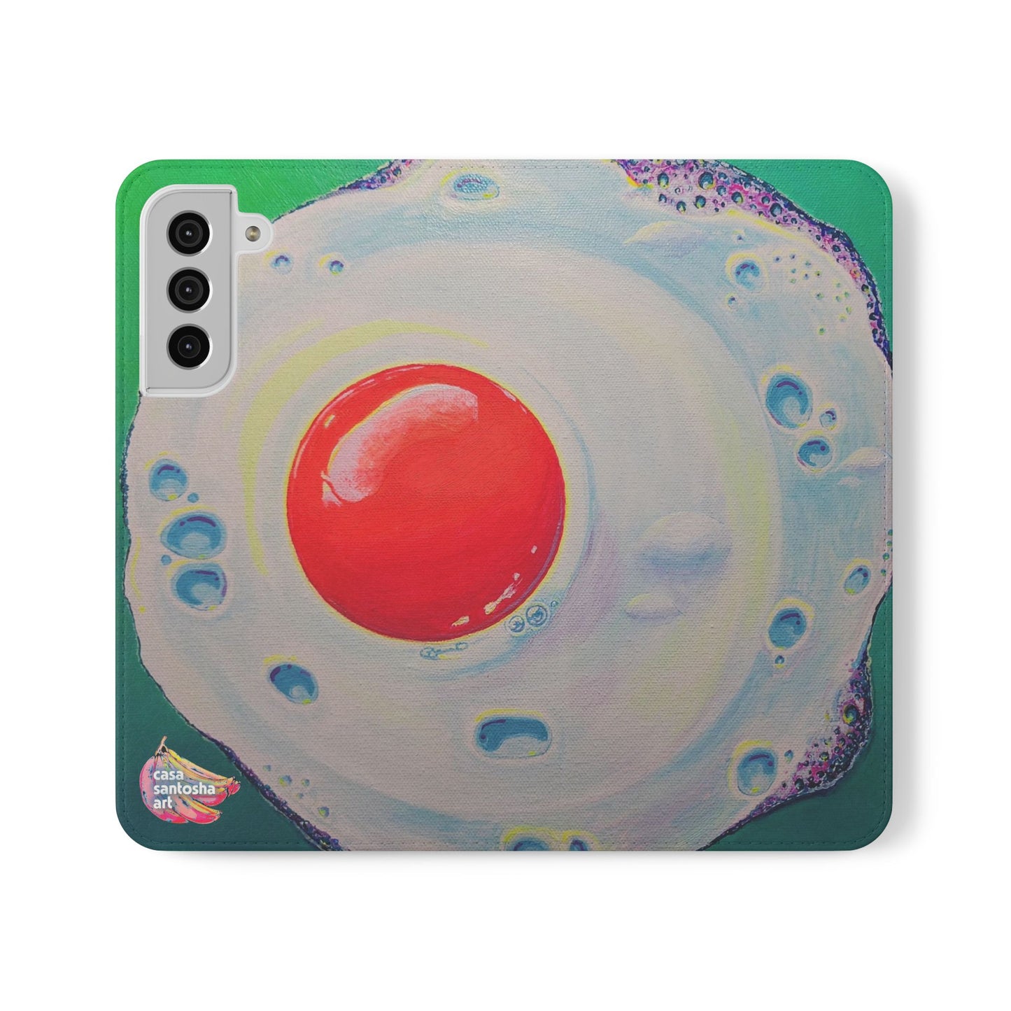 Neon Fried Egg Flip Phone Case – Wallet Cover with Card Slots