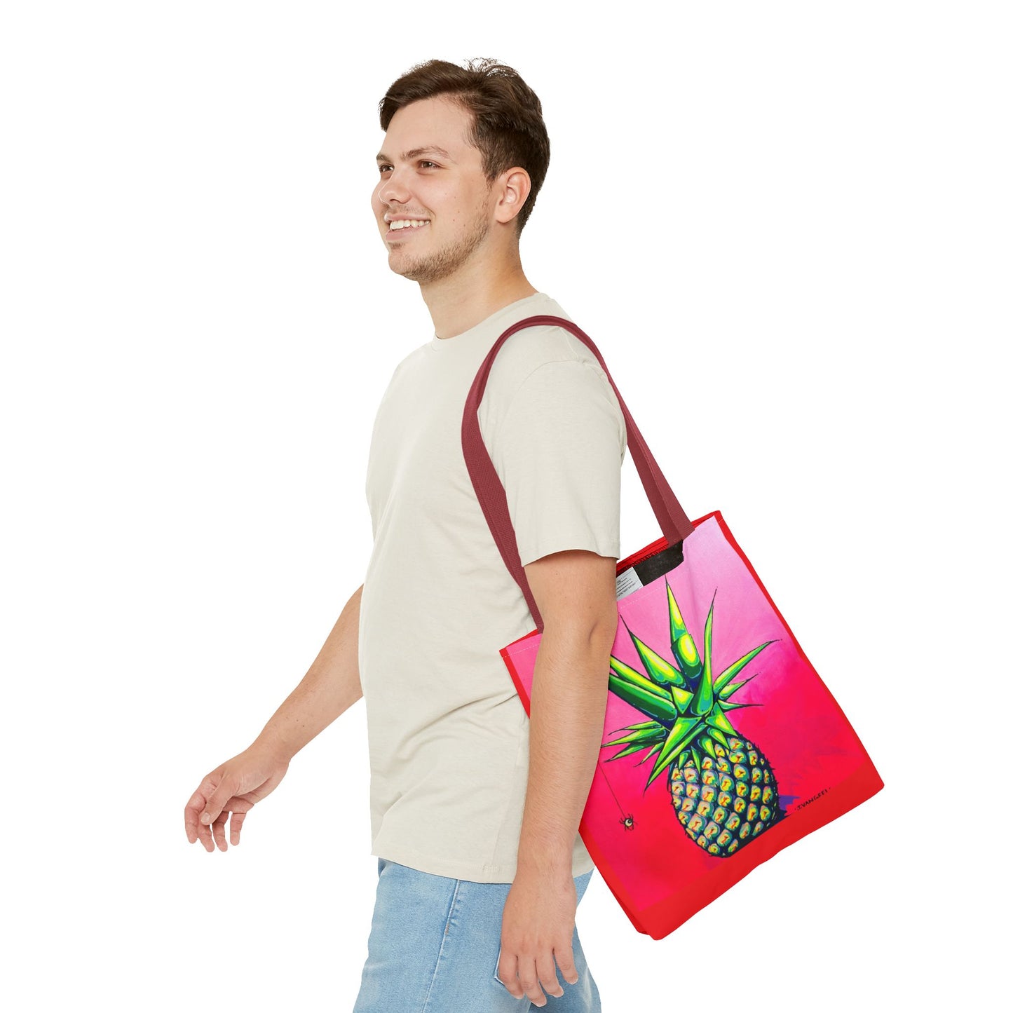 Premium Neon Pineapple Tote Bag, Original Artist Design, Reusable Shopping Tote, Eco-Friendly
