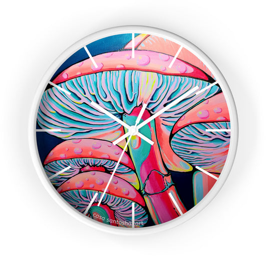 Trippy Mushrooms Pop Art Wall Clock