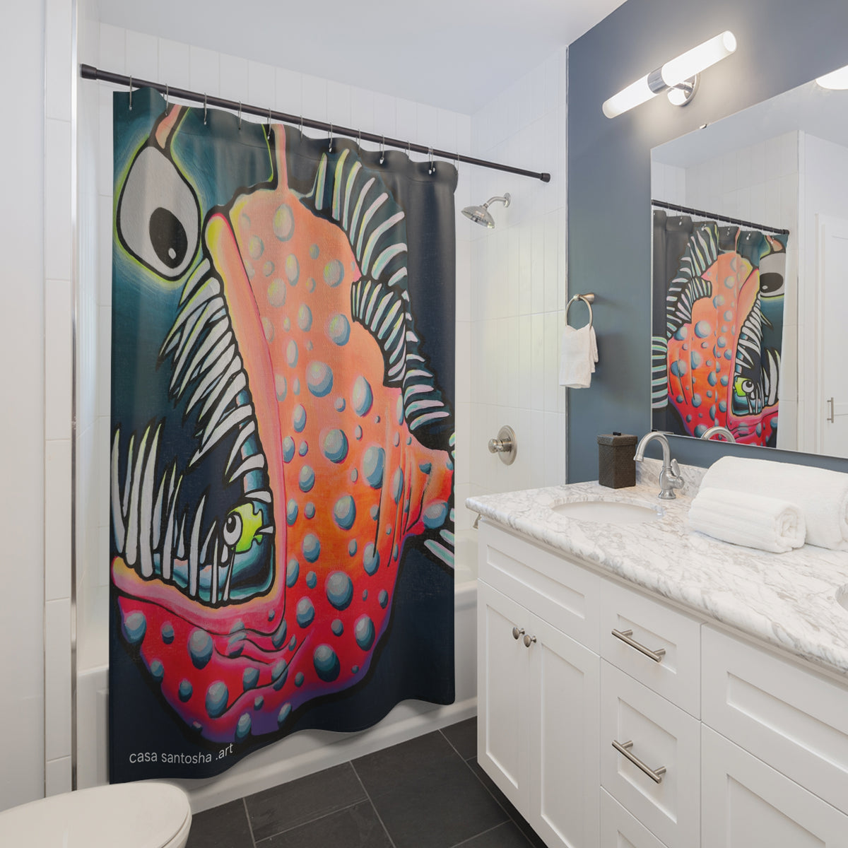 Cyclops Anglerfish Pop Art Shower Curtain