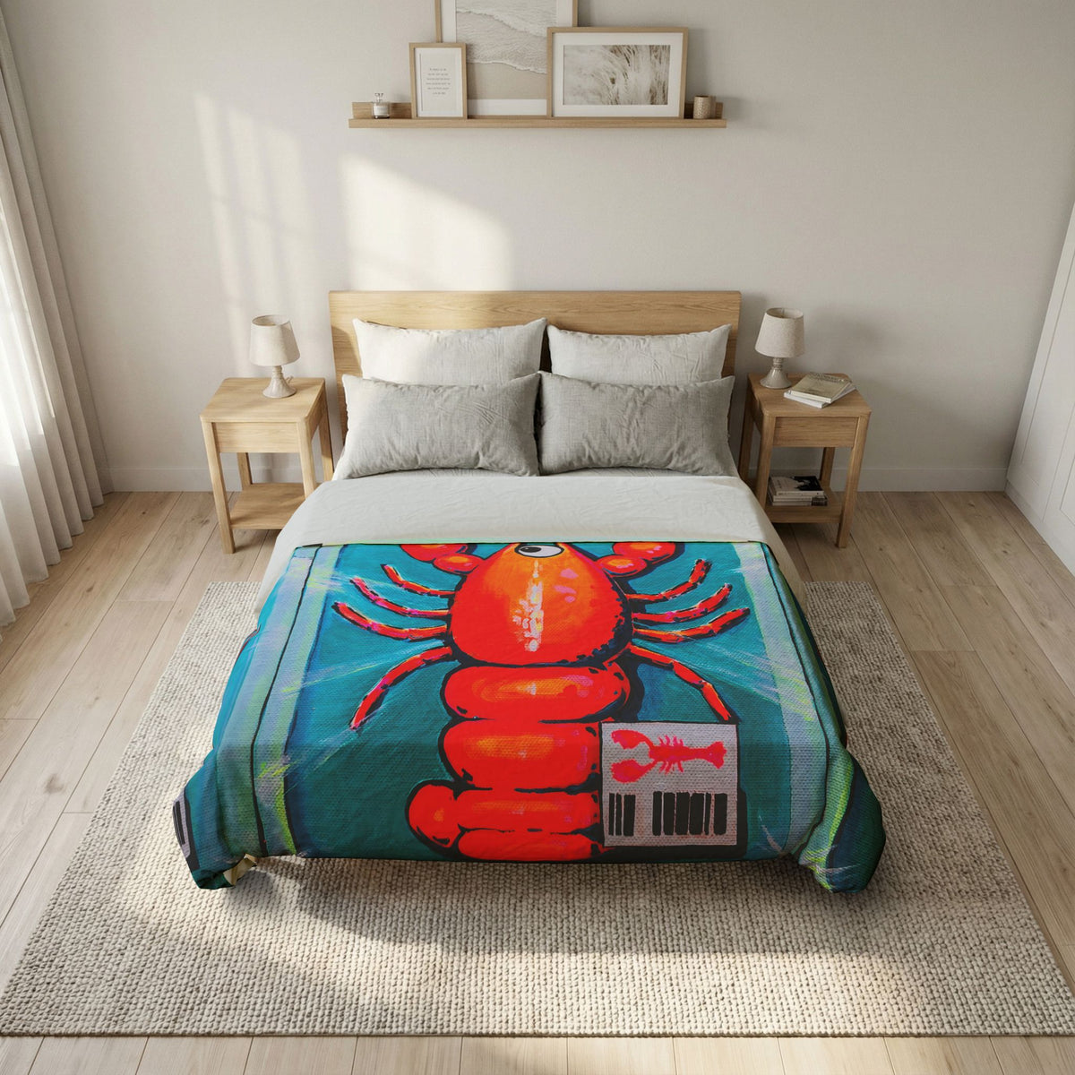 Neon Lobster Duvet Cover