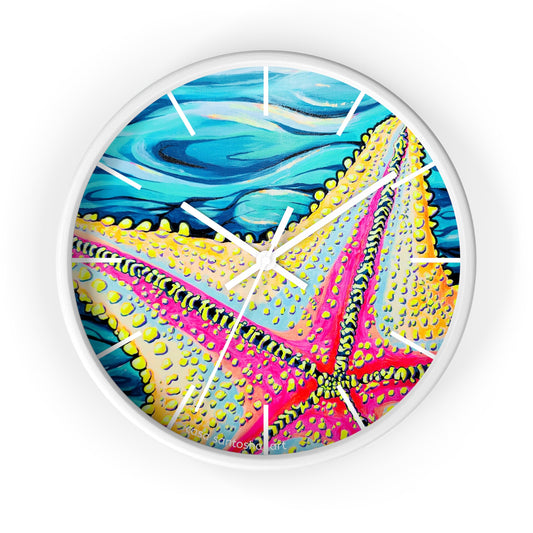 Starfish Beach Bocas Pop Art Wall Clock