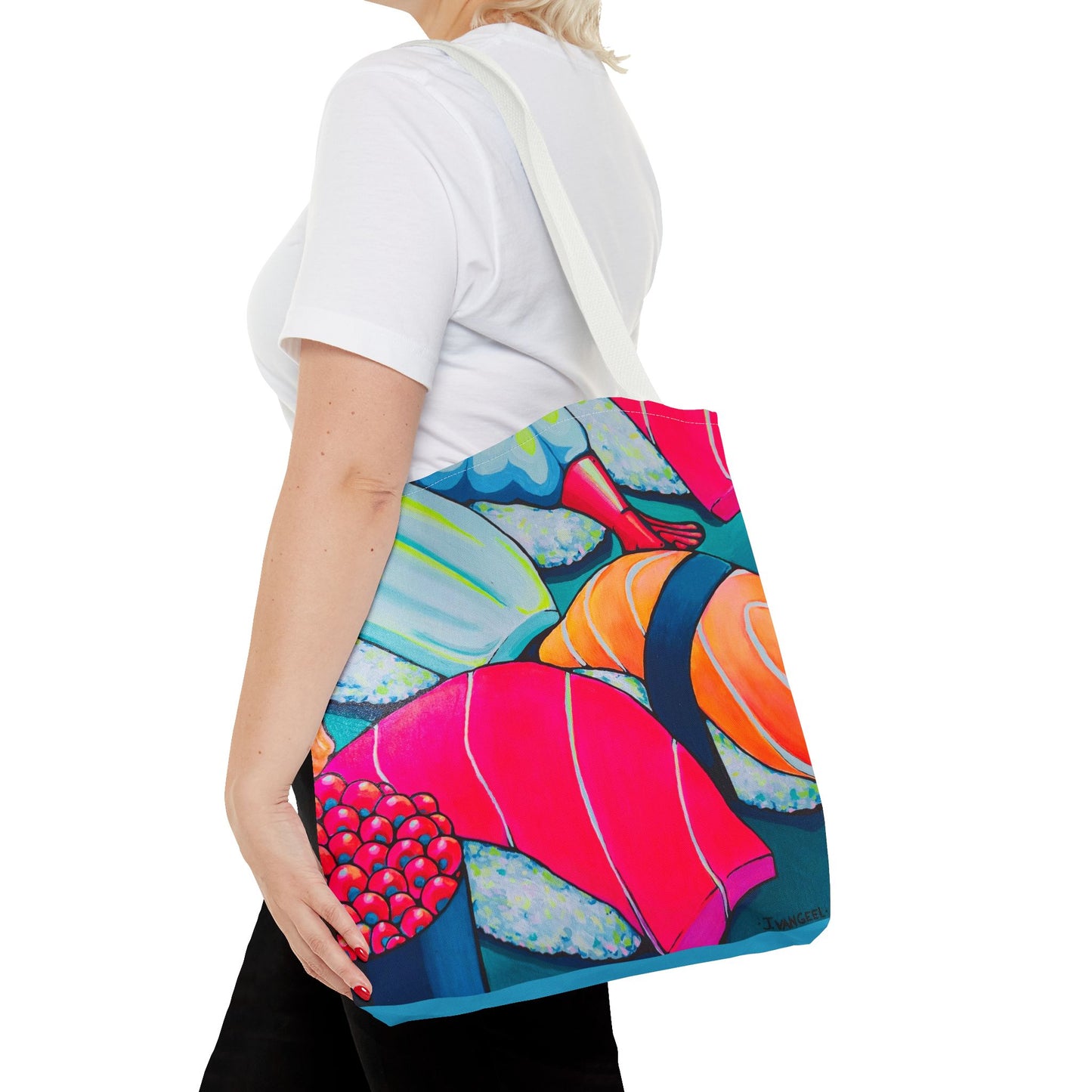 Premium Neon Sushi Tote Bag, Original Artist Design, Reusable Shopping Tote, Eco-Friendly