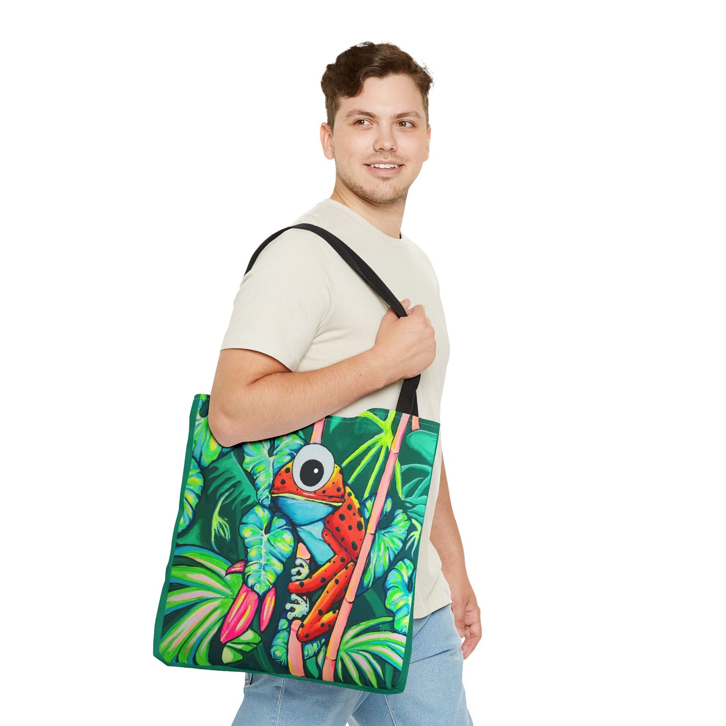 Premium Cyclops Red Frog Tote Bag, Original Artist Design, Reusable Shopping Tote, Eco-Friendly