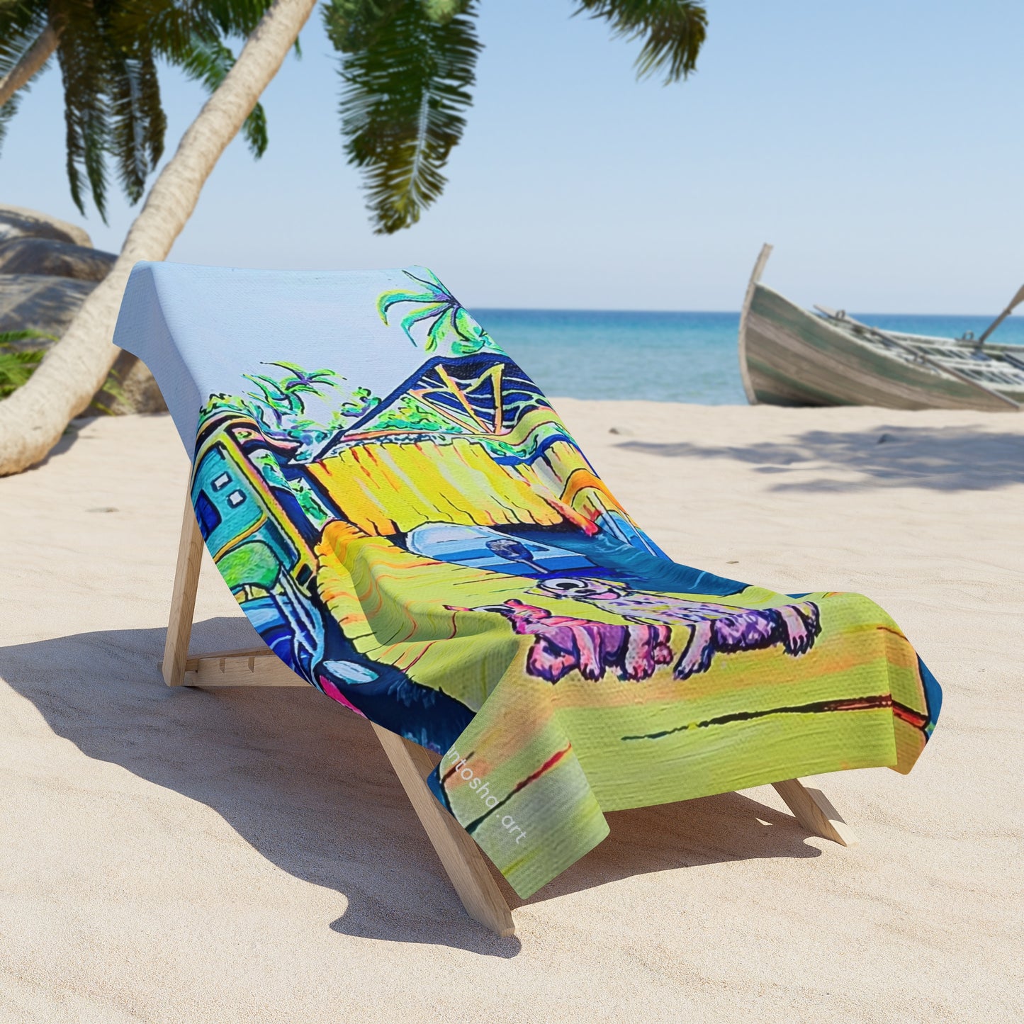 Cyclops Cat and Dog in Bocas Beach Towel for Summer Fun and Vacation Essentials
