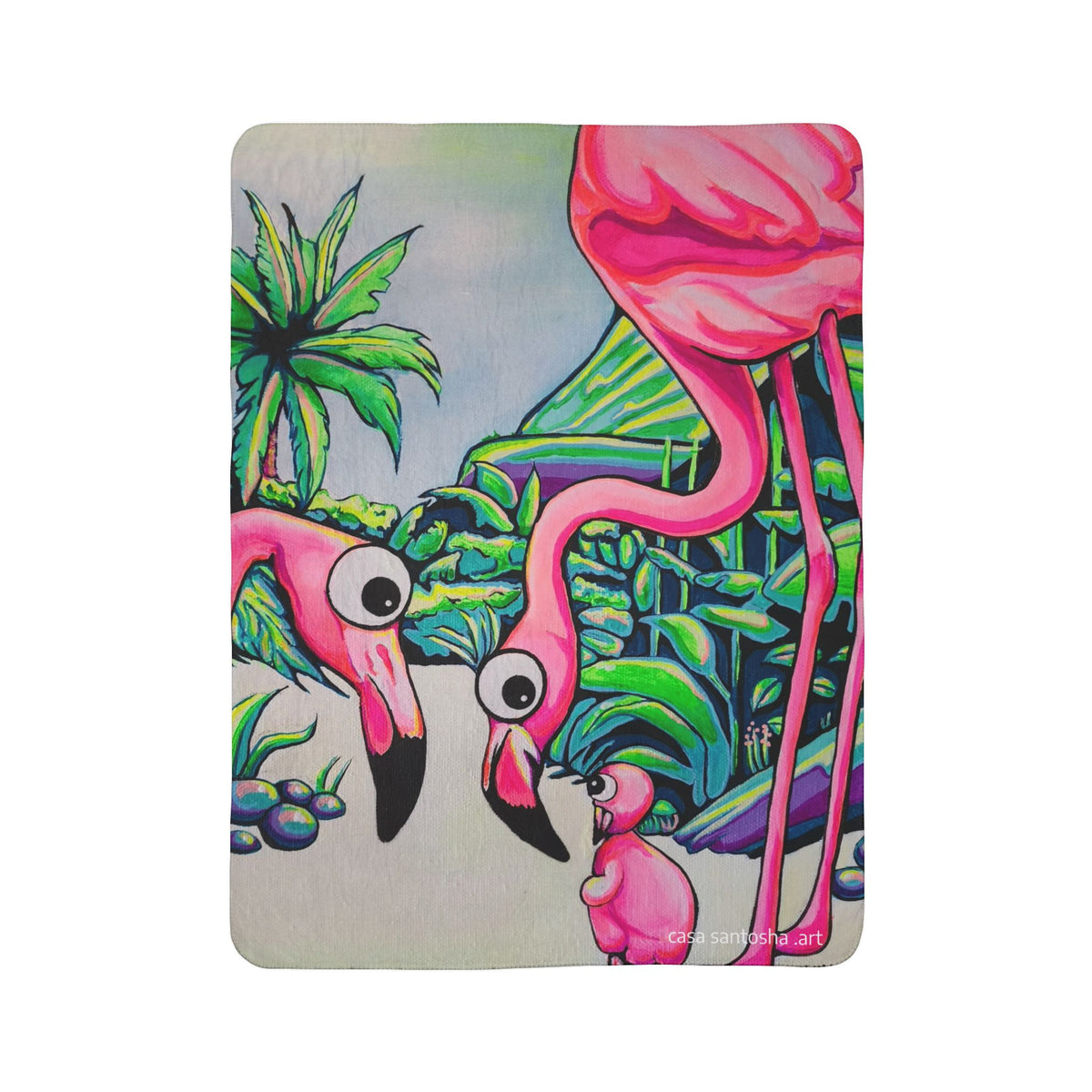 Cyclops Flamingo Family Fleece Sherpa Blanket