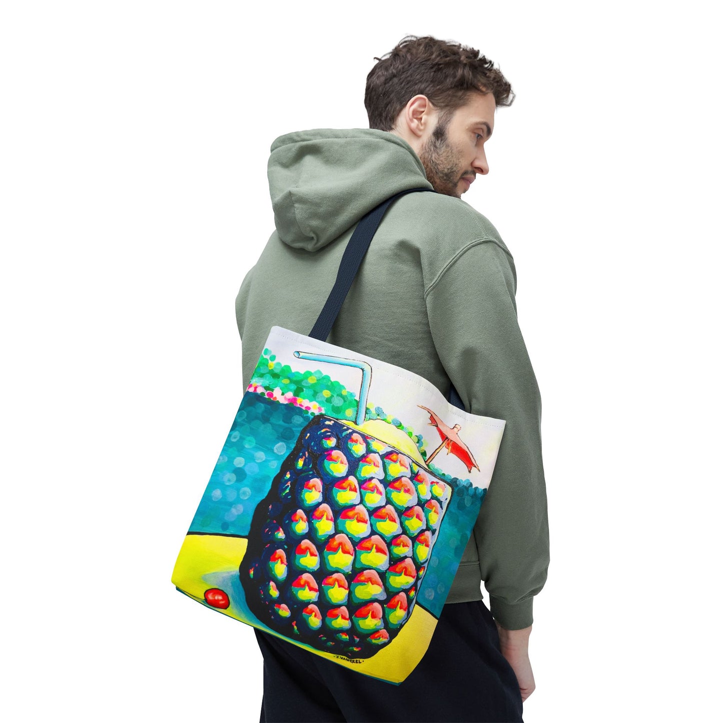 Premium Neon Piña Colada Tote Bag, Original Artist Design, Reusable Shopping Tote,  Eco-Friendly