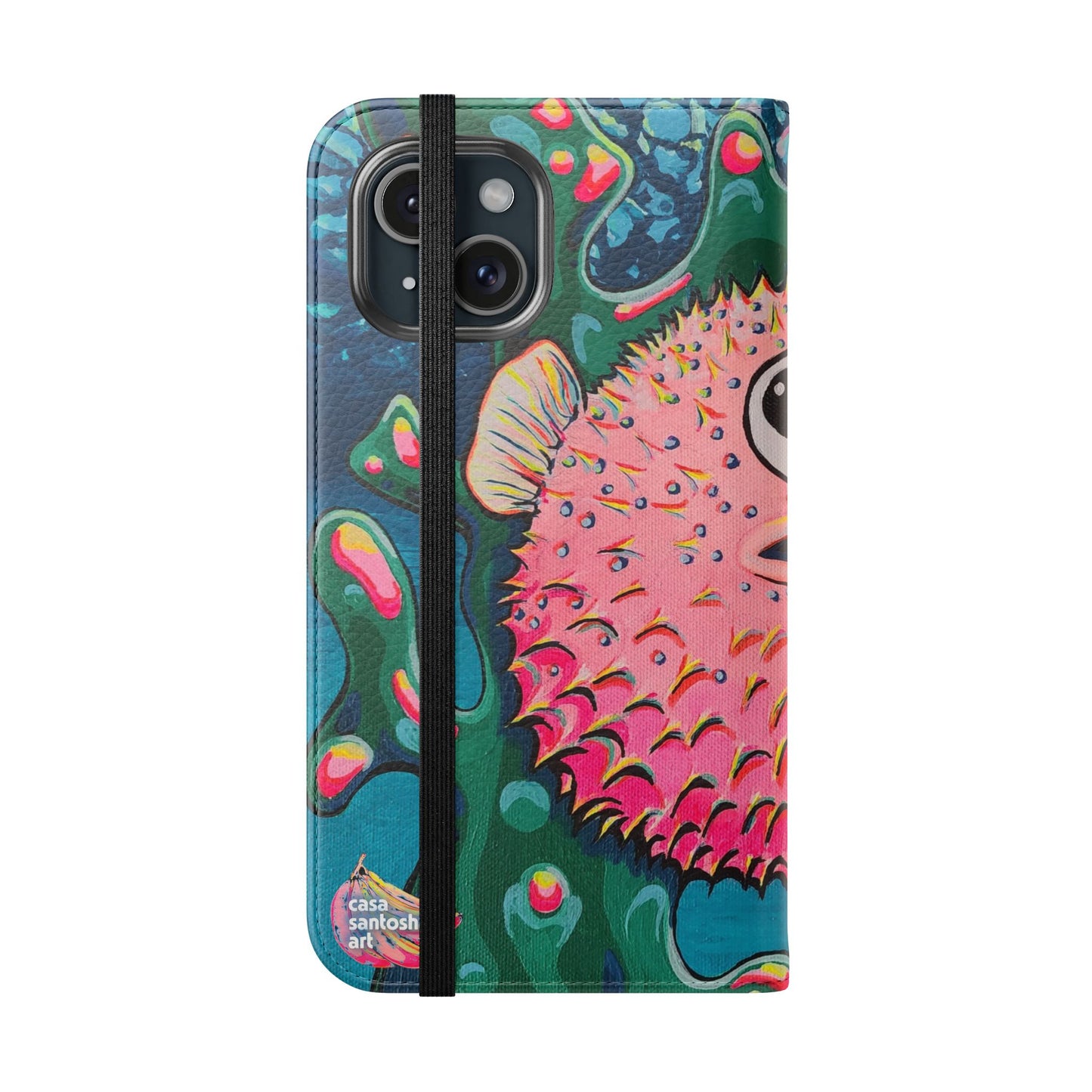 Cyclops Pufferfish Flip Phone Case – Wallet Cover with Card Slots