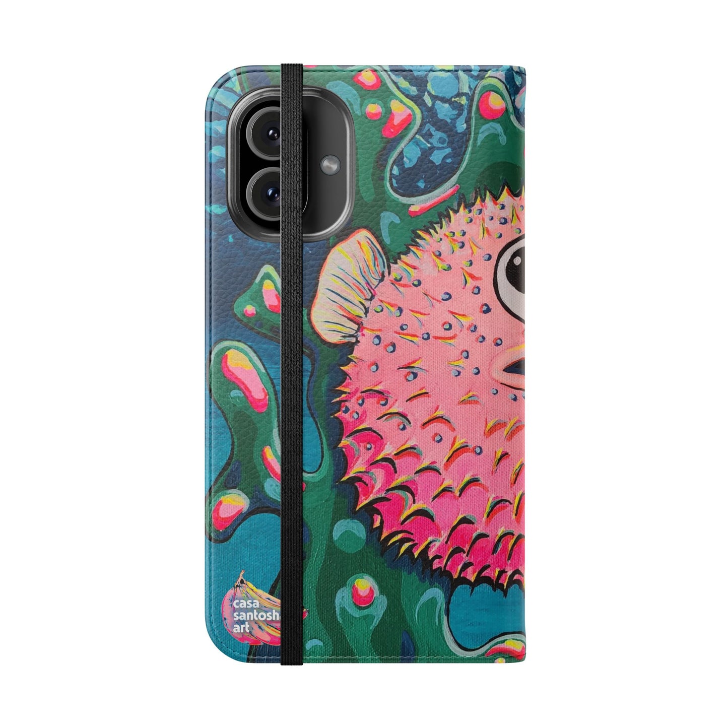Cyclops Pufferfish Flip Phone Case – Wallet Cover with Card Slots