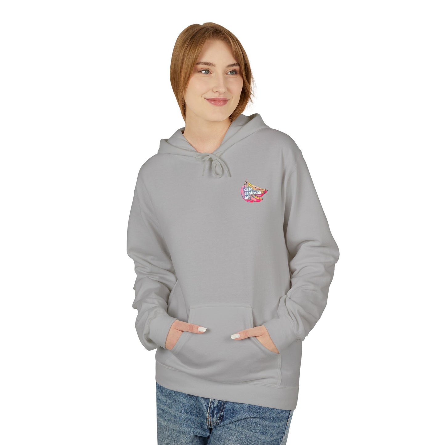 Sweat à capuche doux unisexe néon motif sushis