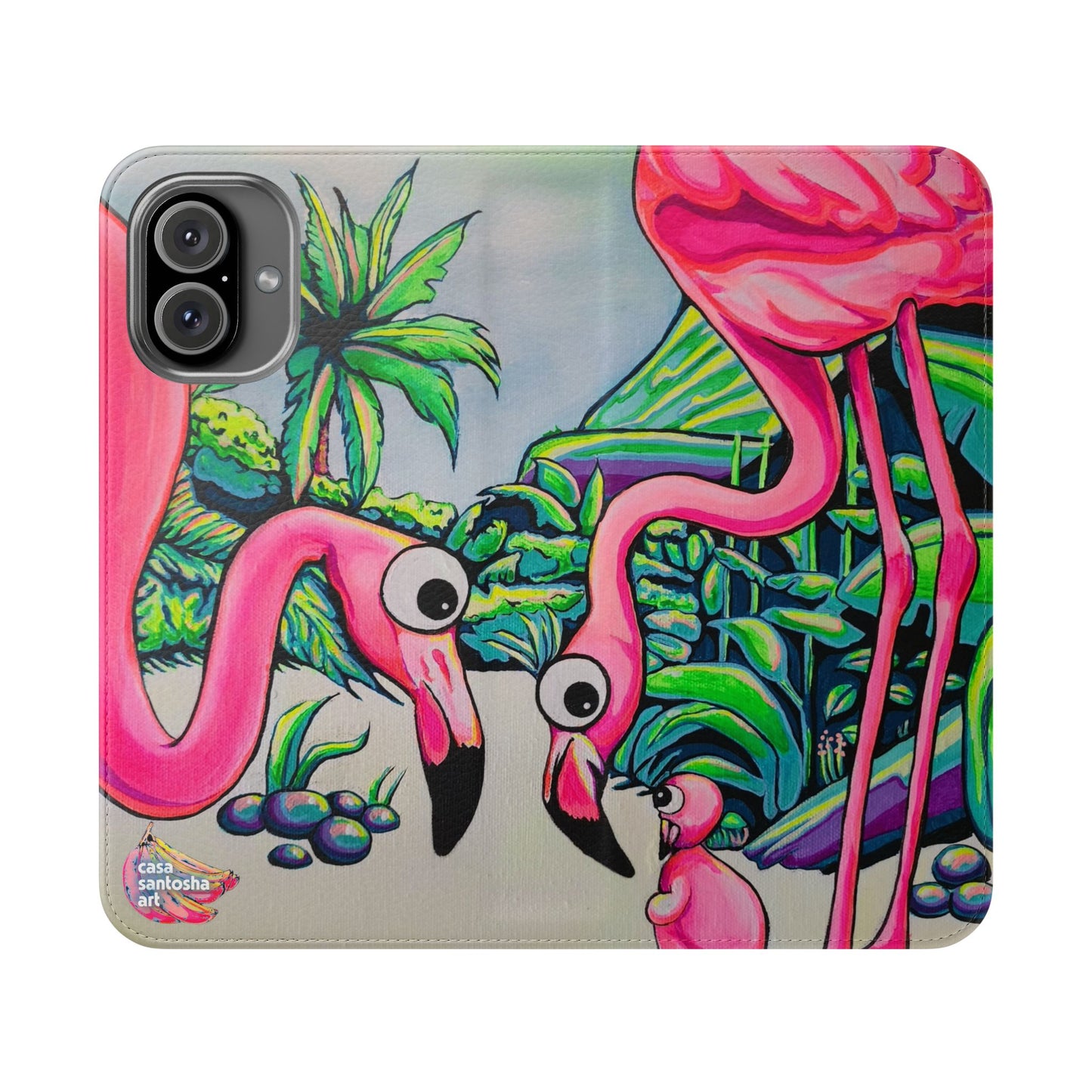 Cyclops Flamingo Family Flip Phone Case – Wallet Cover with Card Slots