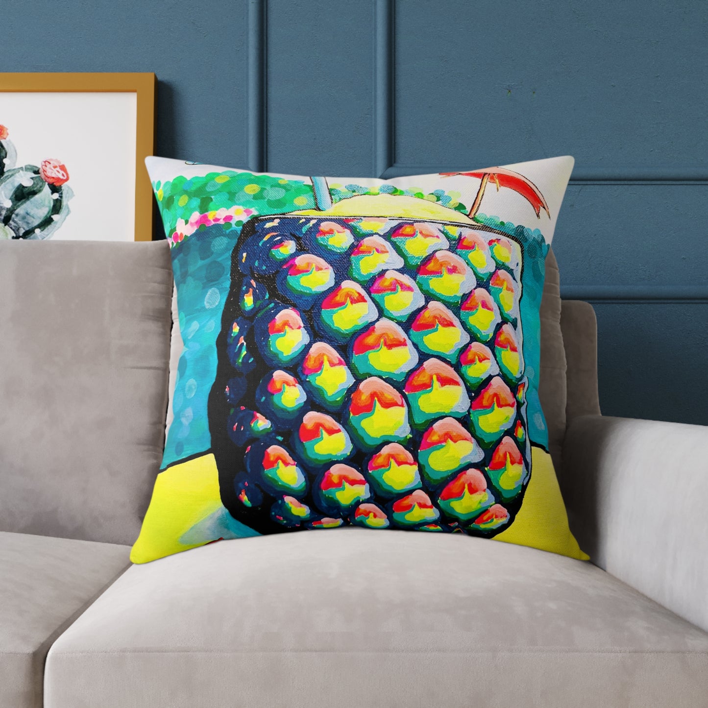 Neon Piña Colada Art Canvas Decorative Pillow