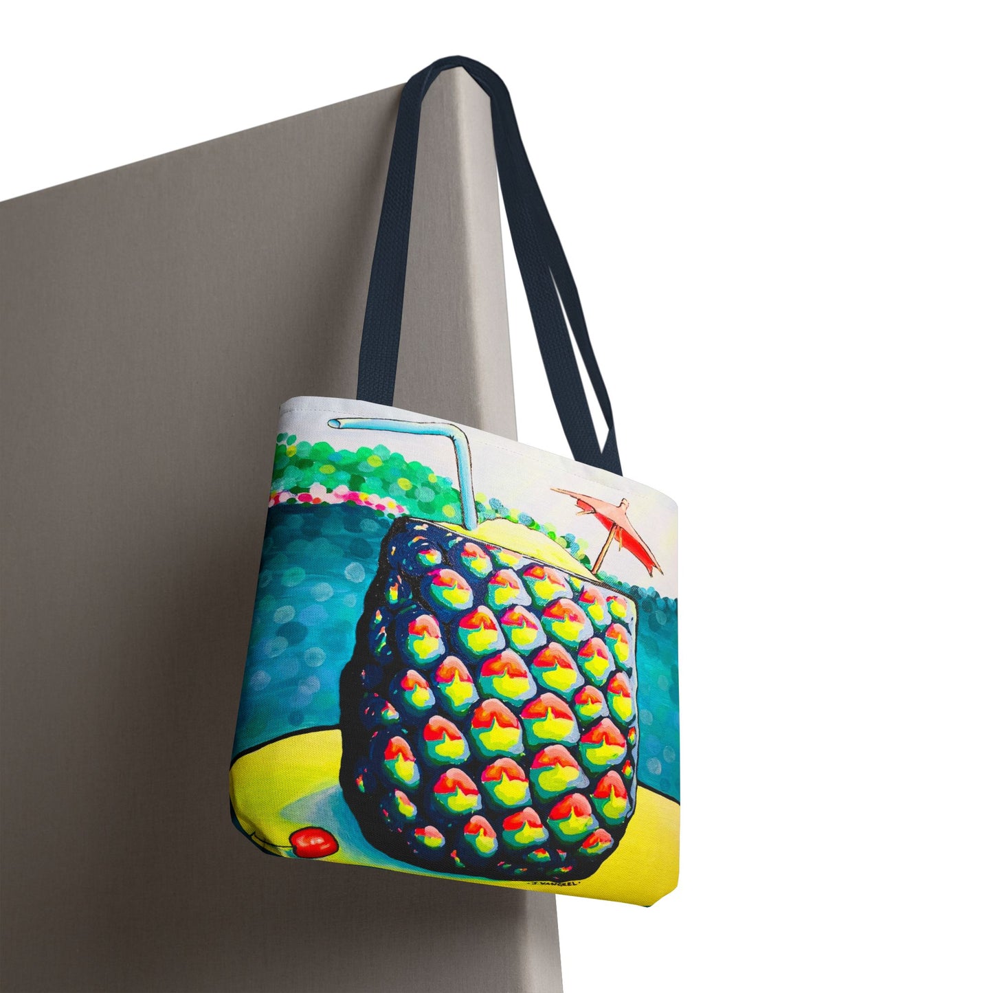 Premium Neon Piña Colada Tote Bag, Original Artist Design, Reusable Shopping Tote,  Eco-Friendly