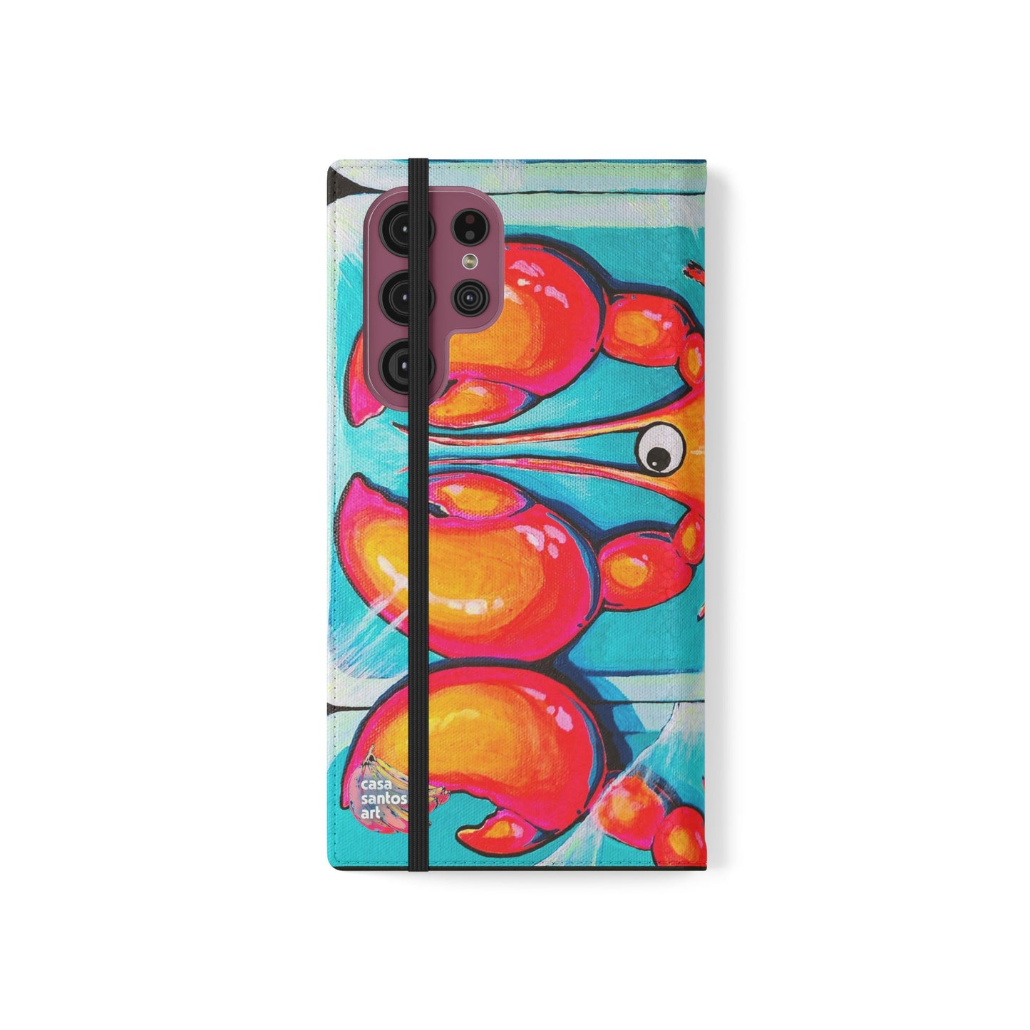 Neon Lobster Flip Phone Case – Wallet Cover with Card Slots