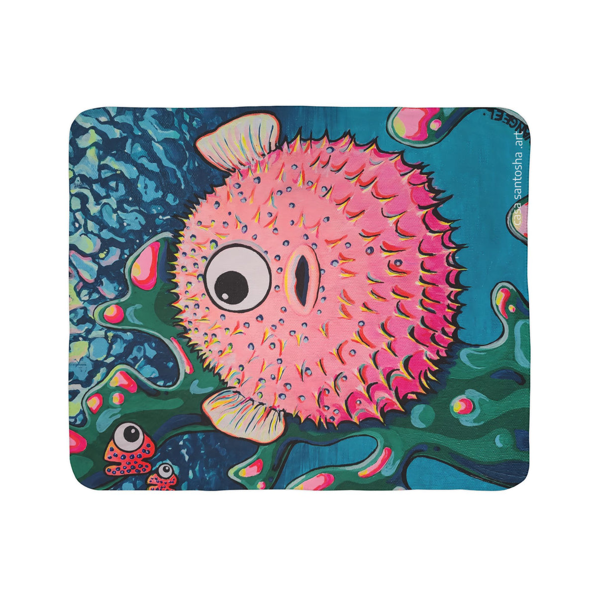 Cyclops Pufferfish Fleece Sherpa Blanket