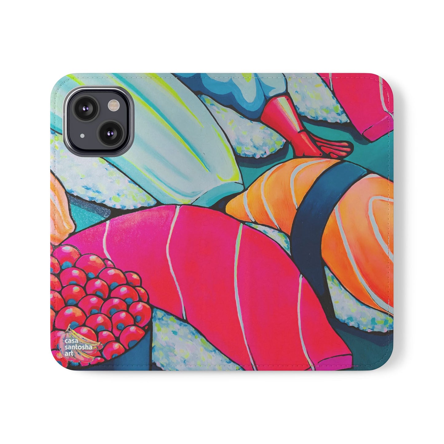 Étui portefeuille pour téléphone à clapet Neon Sushi avec porte-cartes