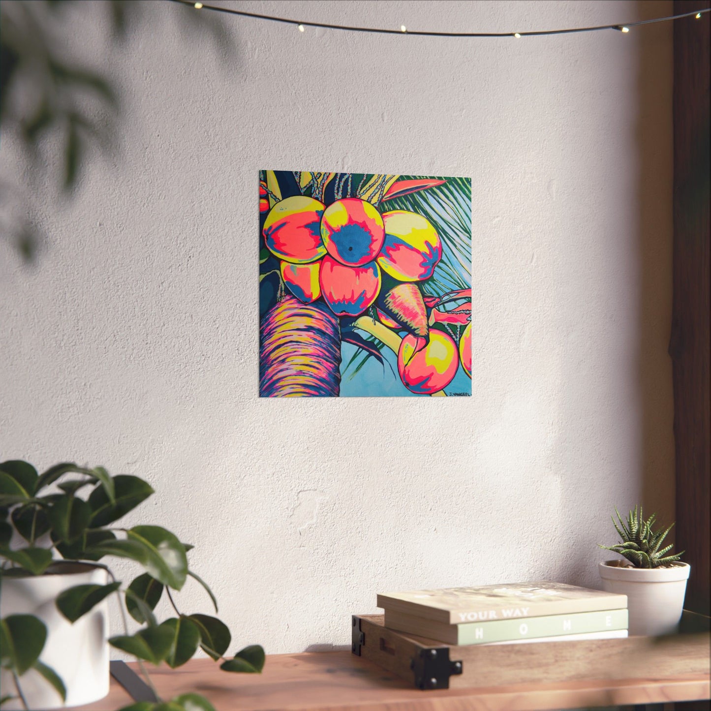 Neon Coconuts Giclée Art Poster