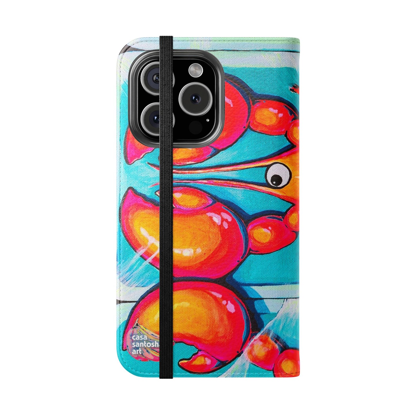 Neon Lobster Flip Phone Case – Wallet Cover with Card Slots
