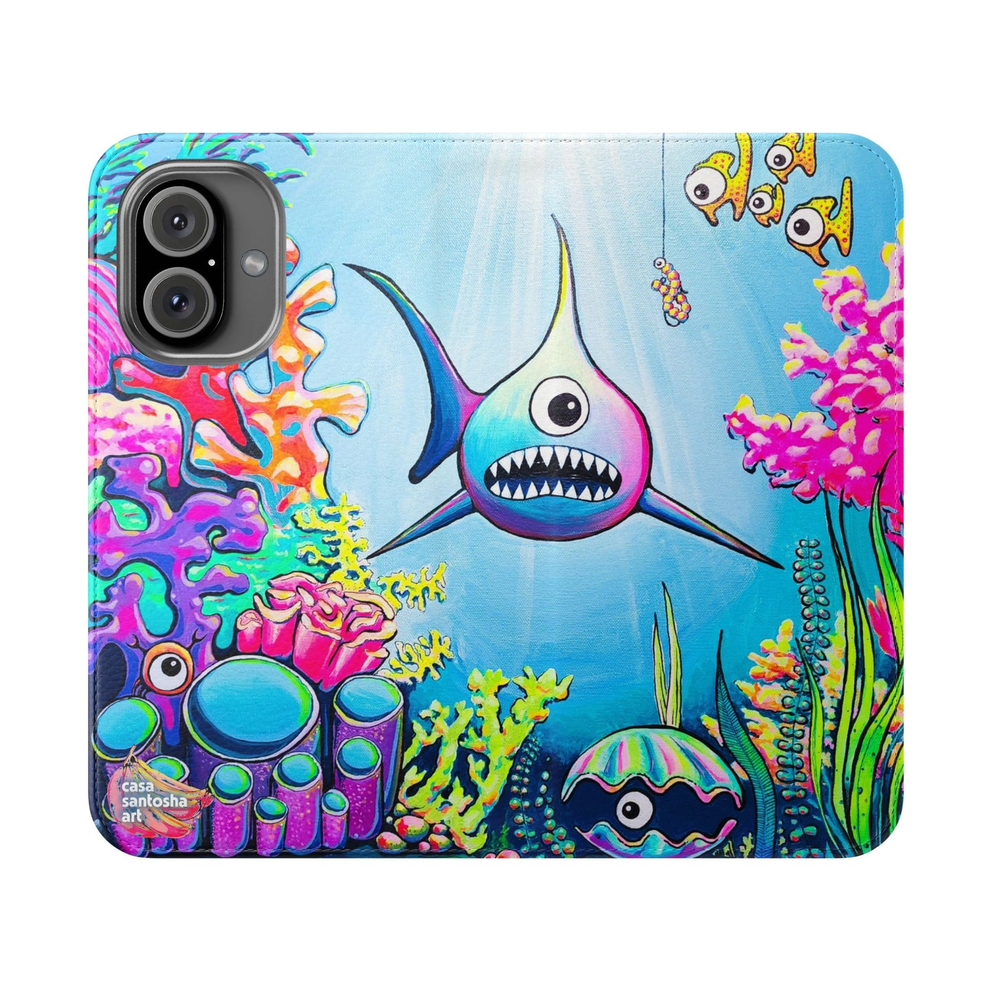 Cyclops Shark Flip Phone Case – Wallet Cover with Card Slots