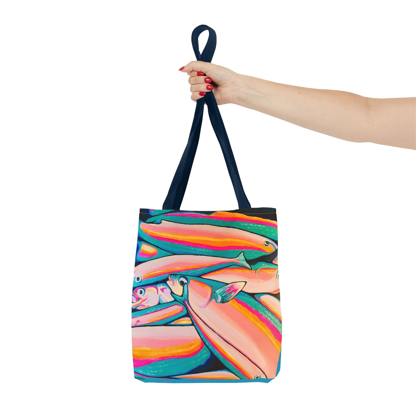 Premium Neon Fish Tote Bag, Original Artist Design, Reusable Shopping Tote, Eco-Friendly