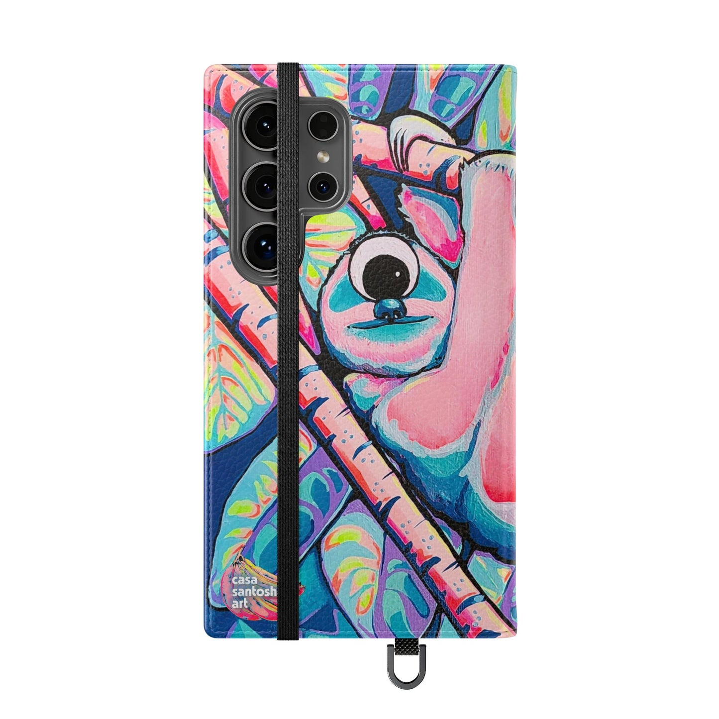 Cyclops Sloth Flip Phone Case – Wallet Cover with Card Slots