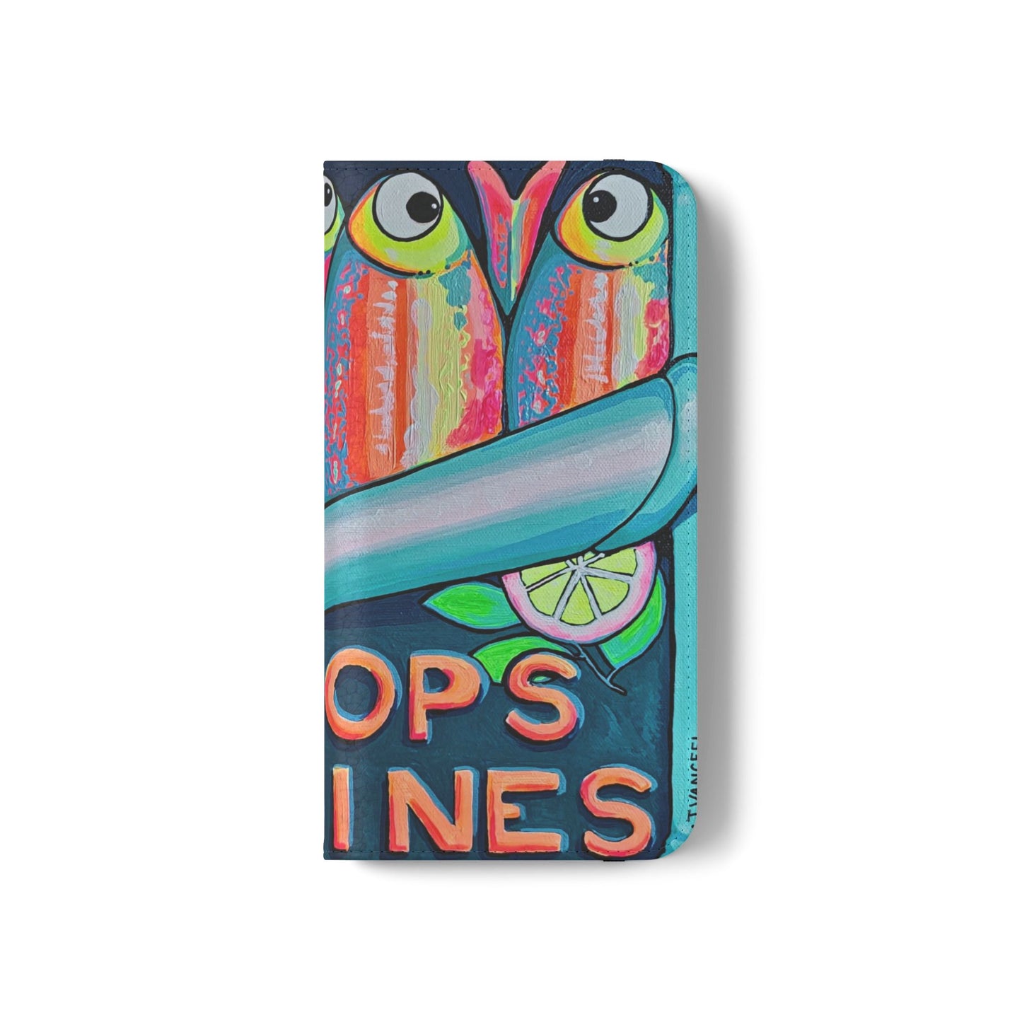 Neon Sardines Flip Phone Case – Wallet Cover with Card Slots