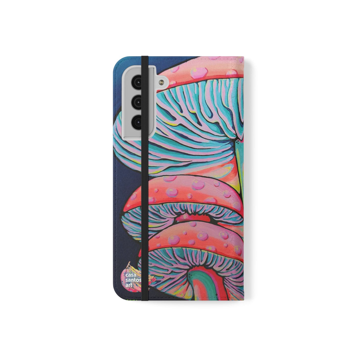 Trippy Mushrooms Flip Phone Case – Wallet Cover with Card Slots