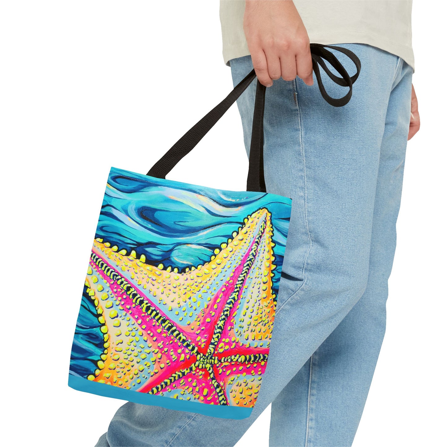 Premium Starfish Beach Bocas Tote Bag, Original Artist Design, Reusable Shopping Tote, Eco-Friendly