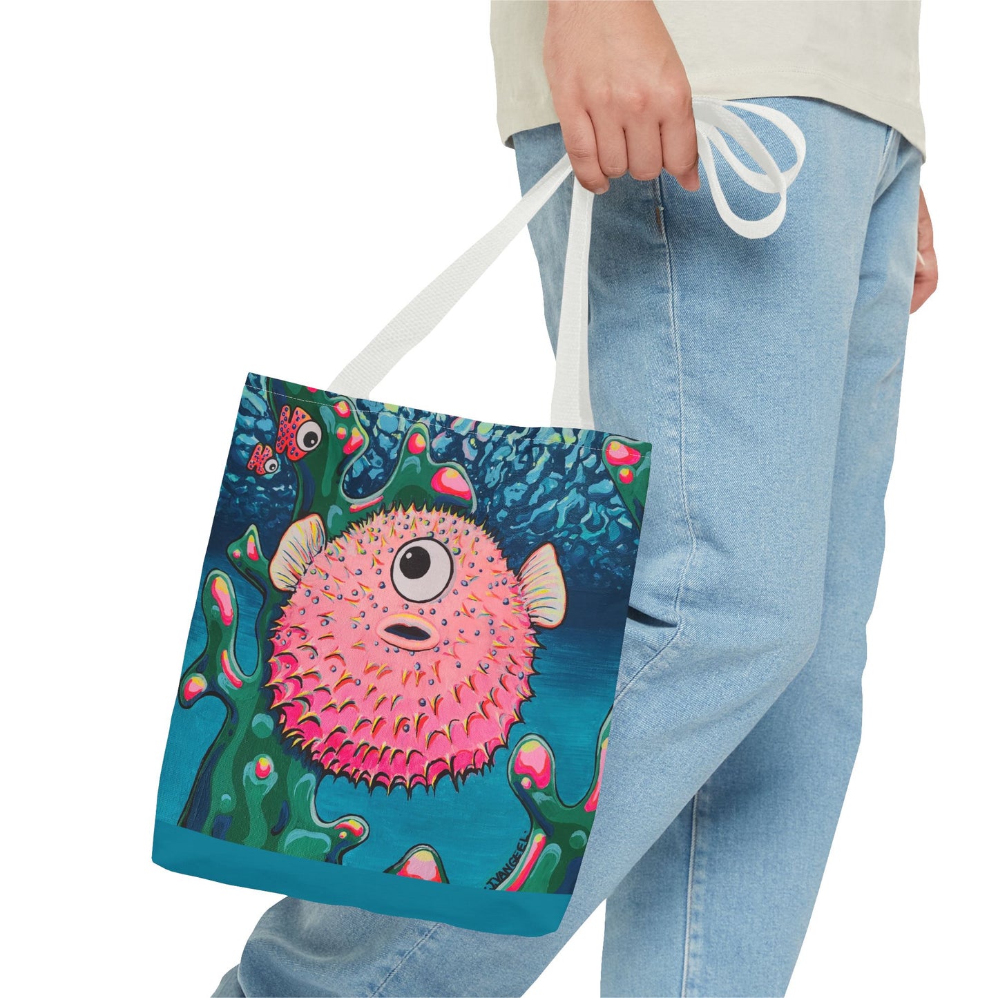 Premium Cyclops Pufferfish Tote Bag, Original Artist Design, Reusable Shopping Tote, Eco-Friendly