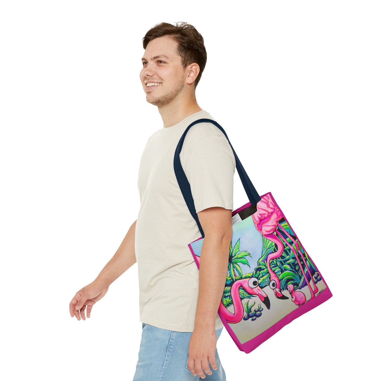 Premium Cyclops Flamingo Family Tote Bag, Original Artist Design, Reusable Shopping Tote,  Eco-Friendly