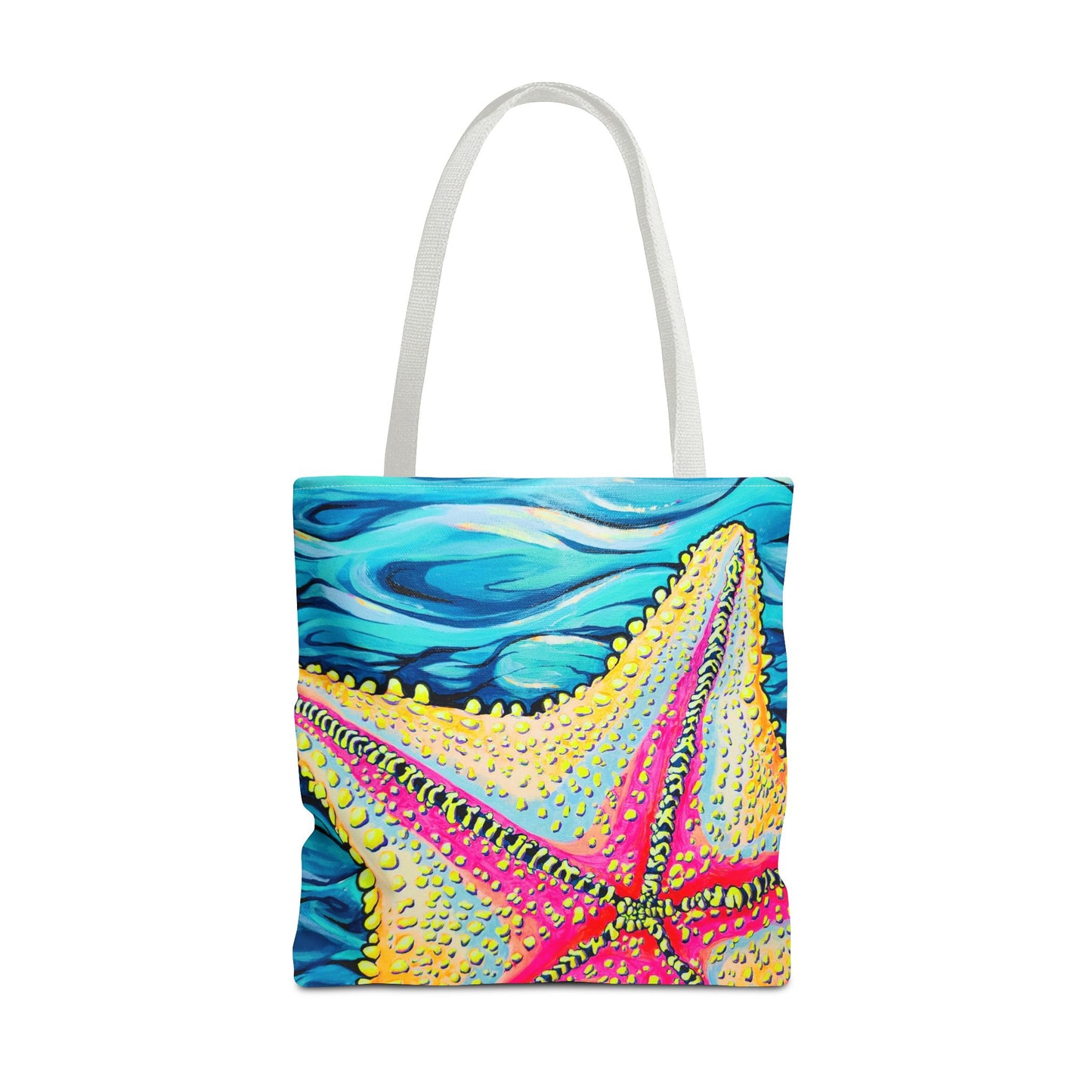 Premium Starfish Beach Bocas Tote Bag, Original Artist Design, Reusable Shopping Tote, Eco-Friendly