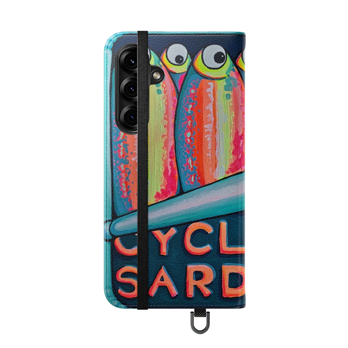 Neon Sardines Flip Phone Case – Wallet Cover with Card Slots