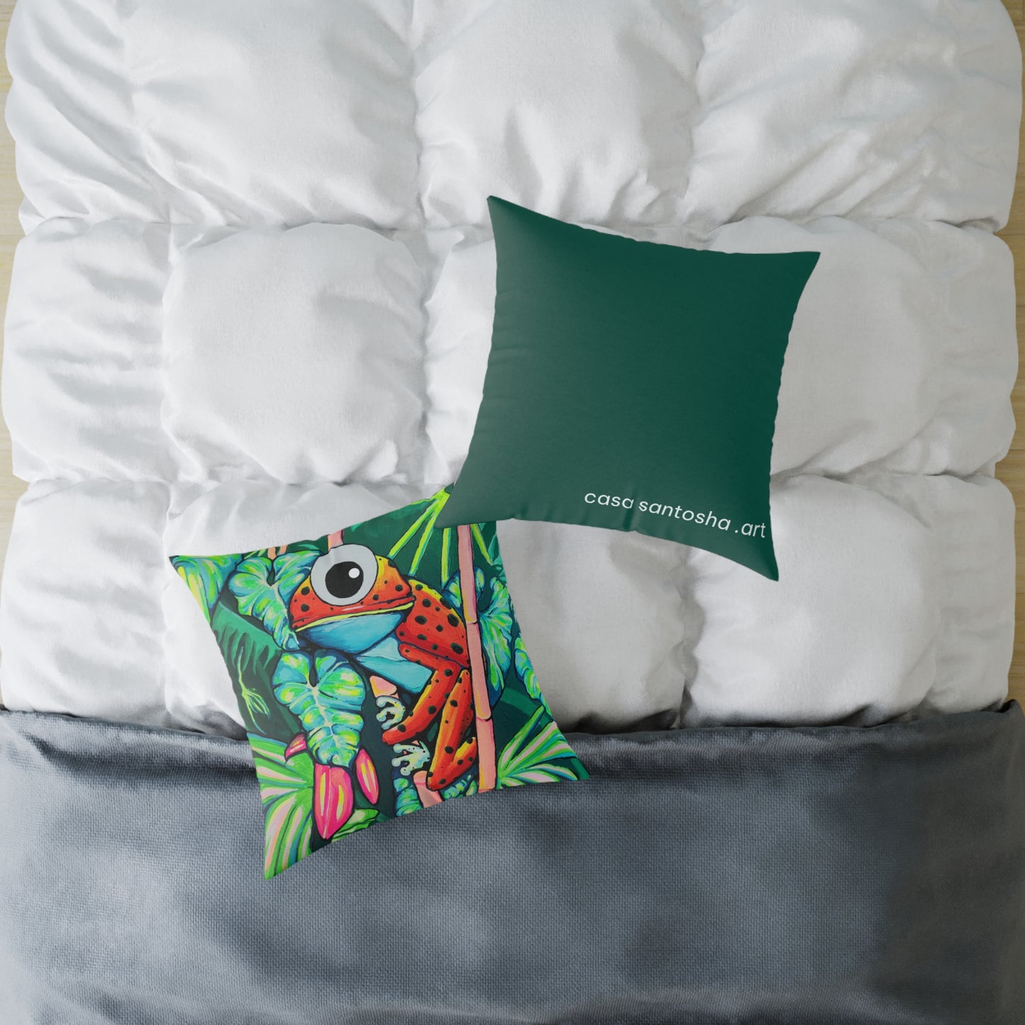 Cyclops Red Frog Art Canvas Decorative Pillow