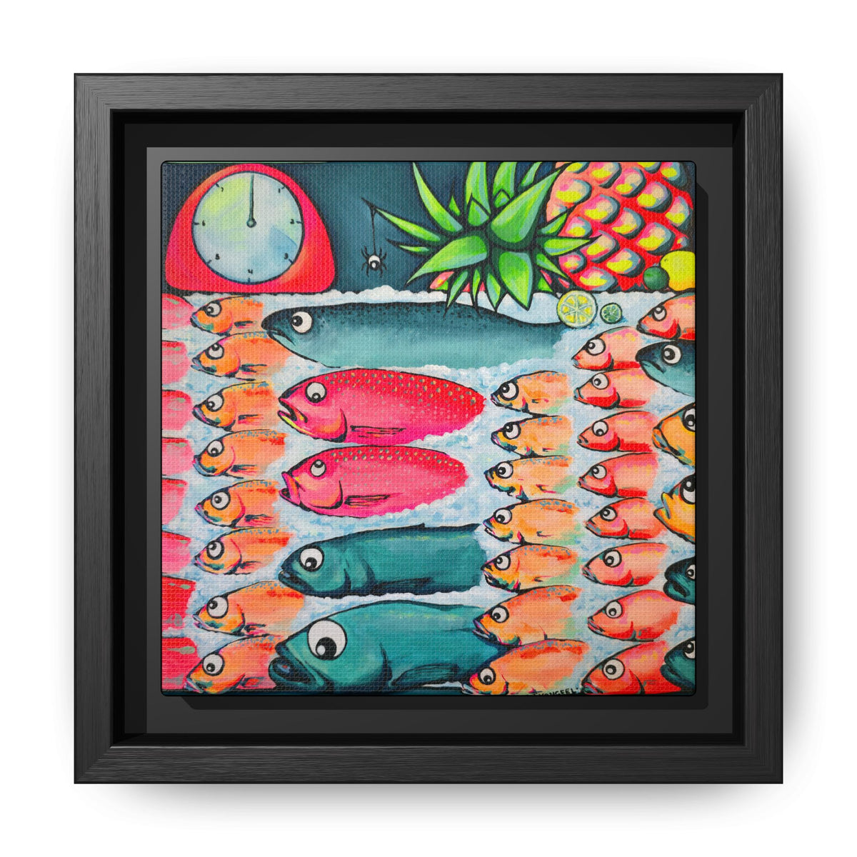 Framed Neon Cabo Fish Market Canvas Wall Art