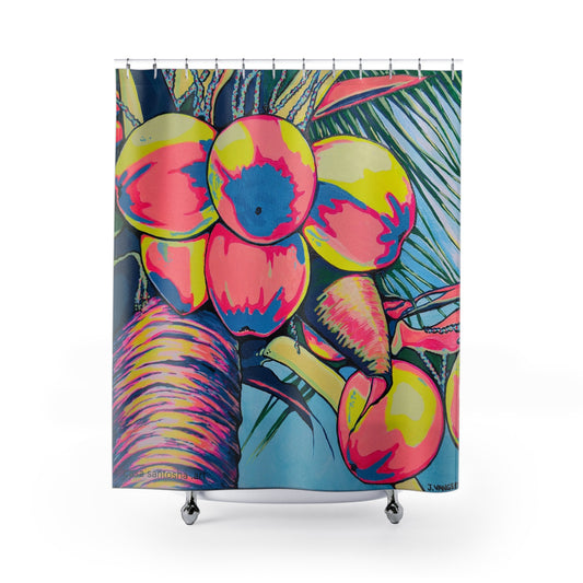 Neon Coconuts Pop Art Shower Curtain