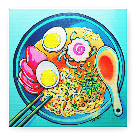 Neon Ramen Canvas Print, Original Artist Design, Home Decor Wall Art