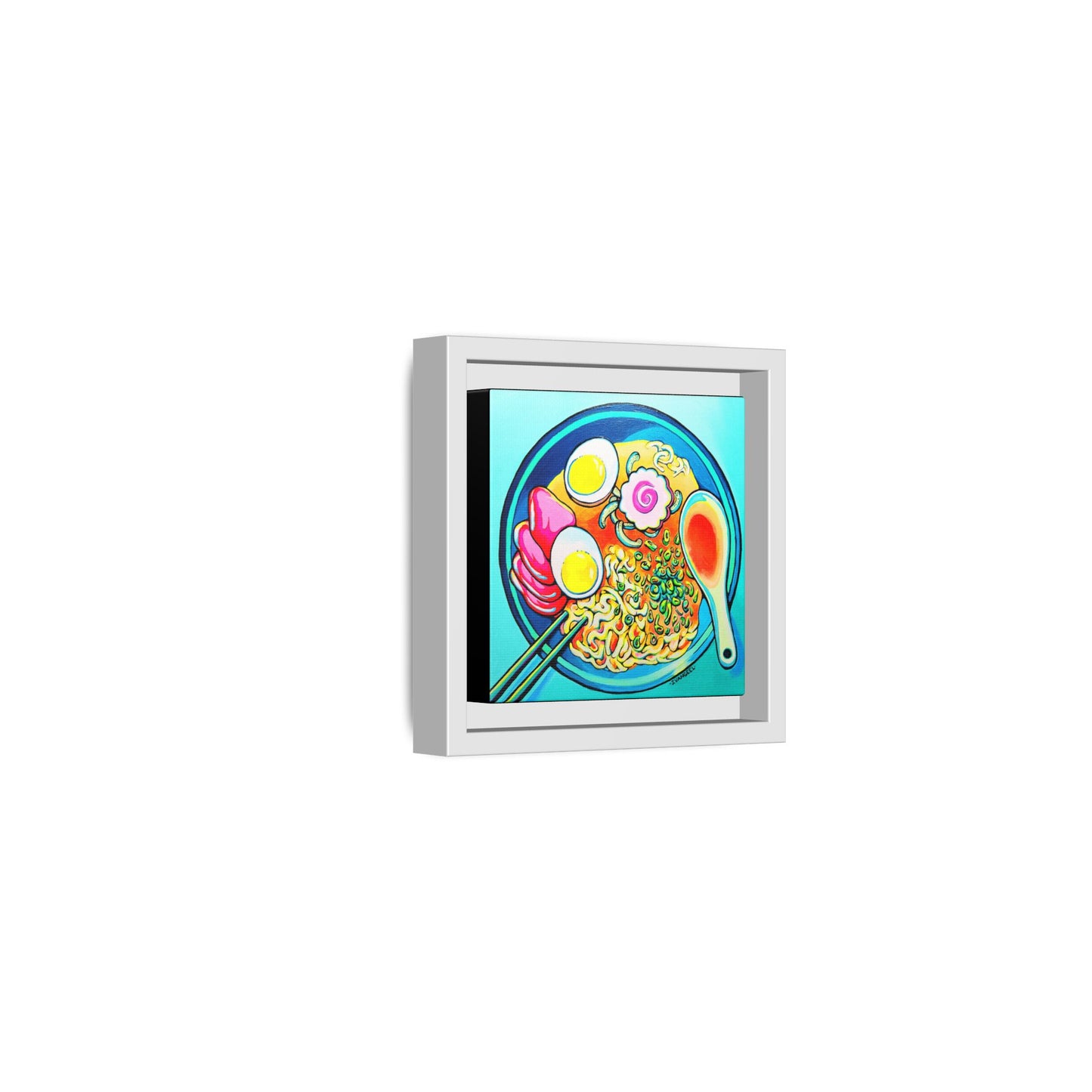 Framed Neon Ramen Canvas Print